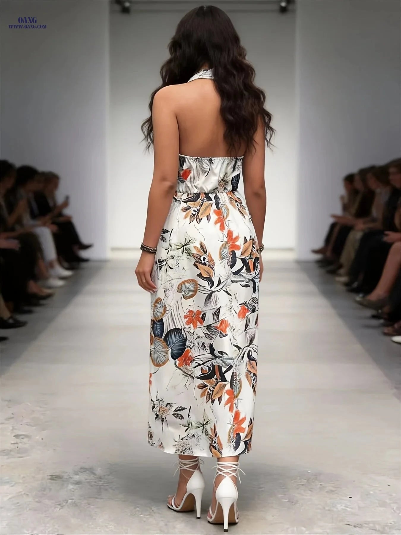 Women's 2pcs Shorts Set - Printed Halter Top & Casual Shorts   OAXG 