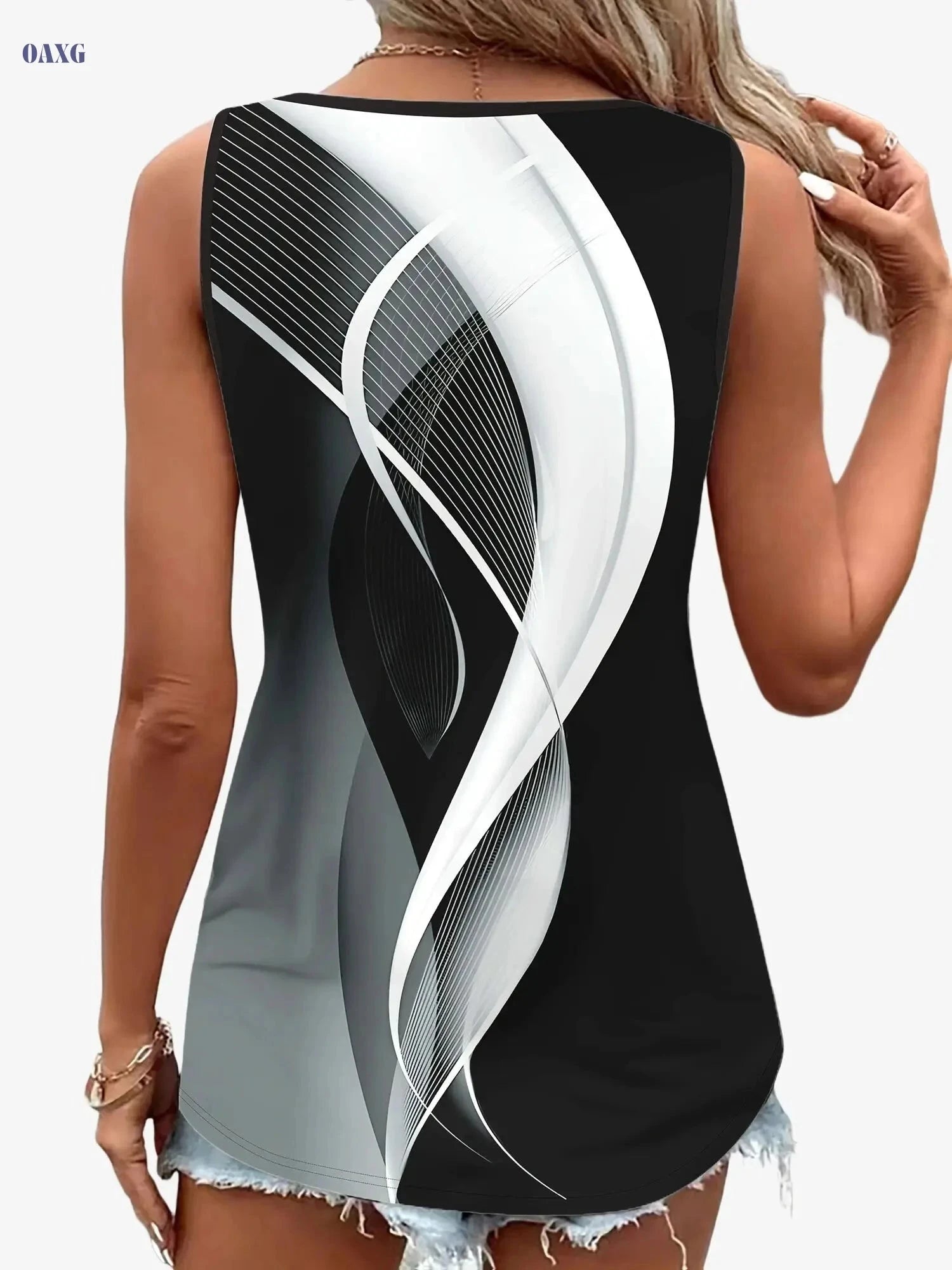 Women's 3D Print Pattern Vest - Casual Sports Summer Wear   OAXG Mixed Color / S