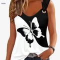 Women's 3D Printed Butterfly Vest - Casual Summer Sports Top   OAXG 