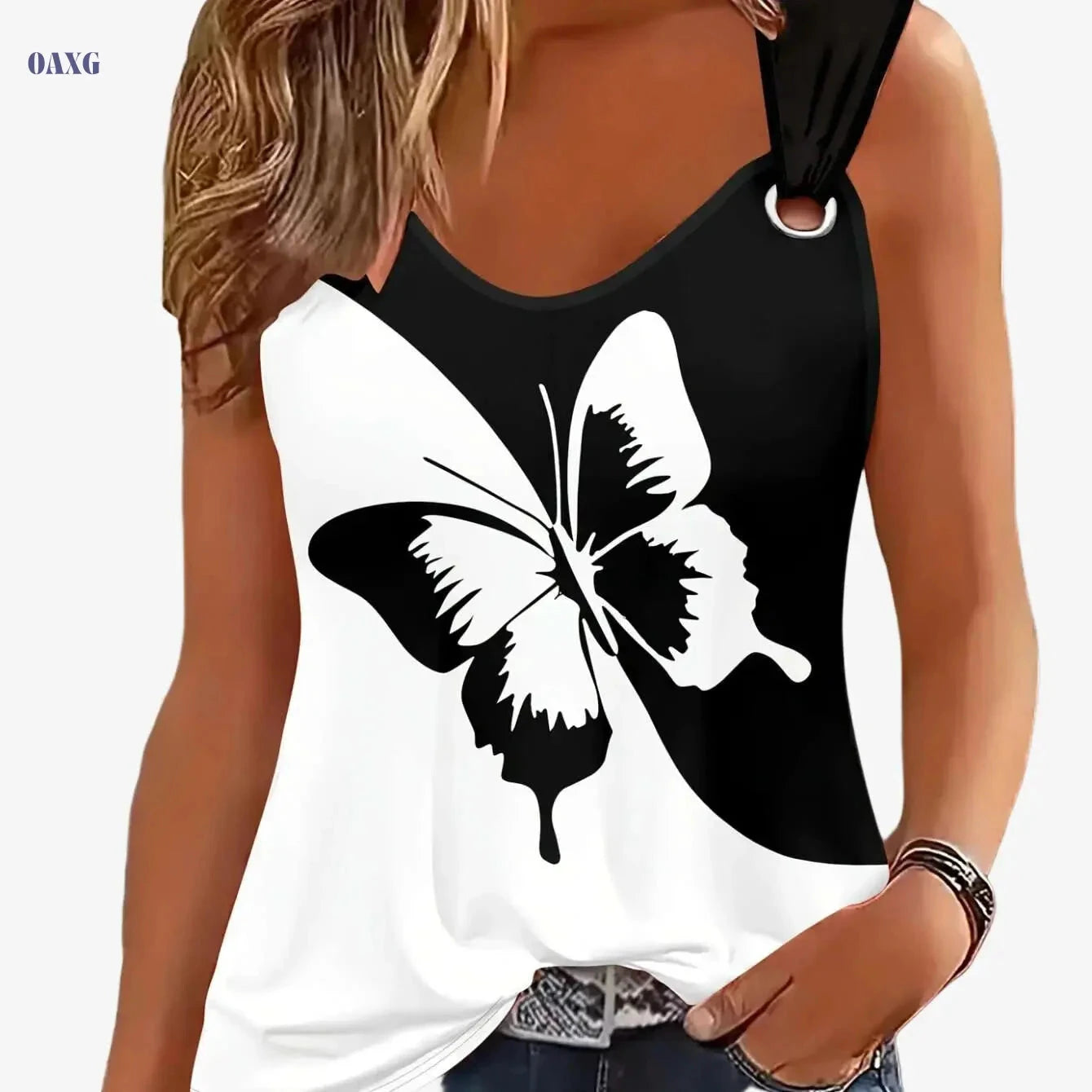 Women's 3D Printed Butterfly Vest - Casual Summer Sports Top   OAXG 
