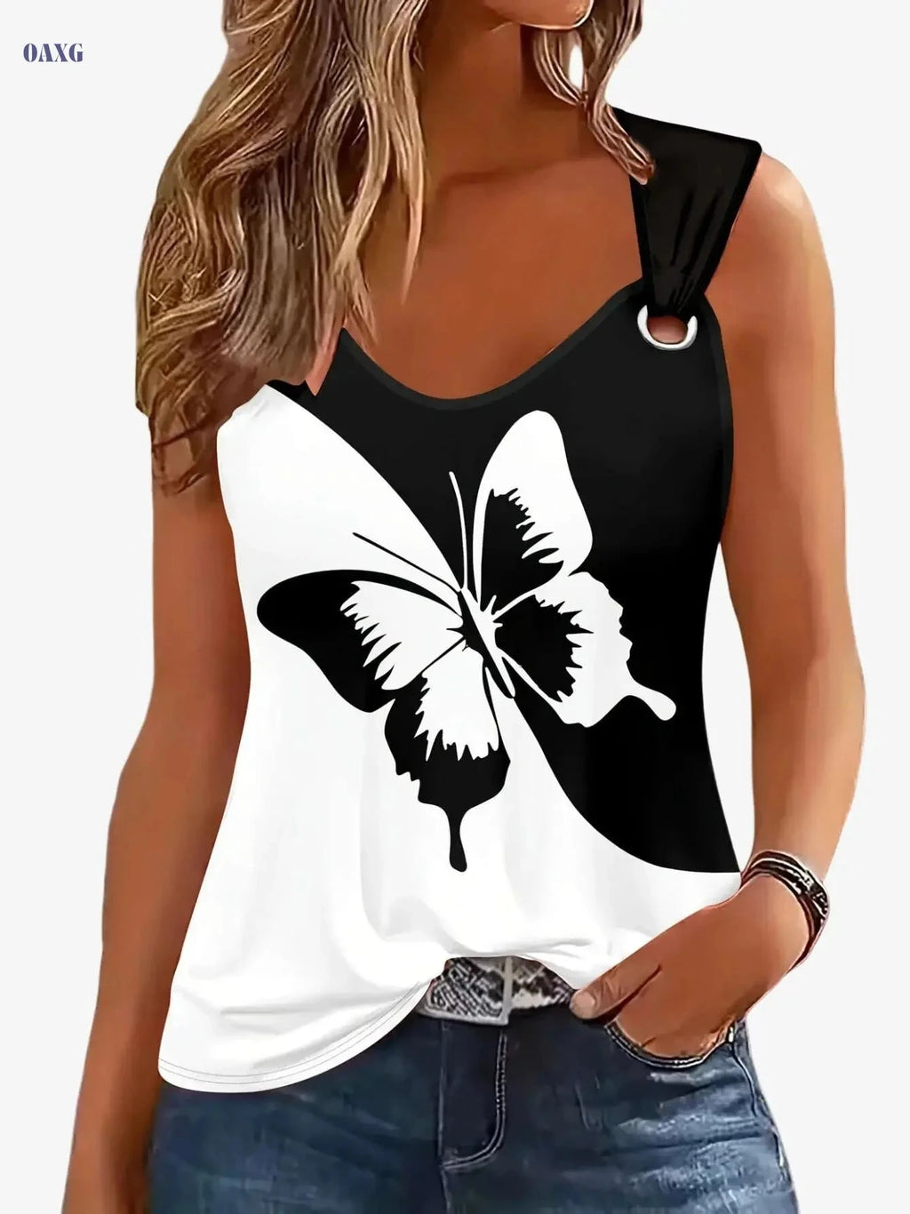Women's 3D Printed Butterfly Vest - Casual Summer Sports Top   OAXG 