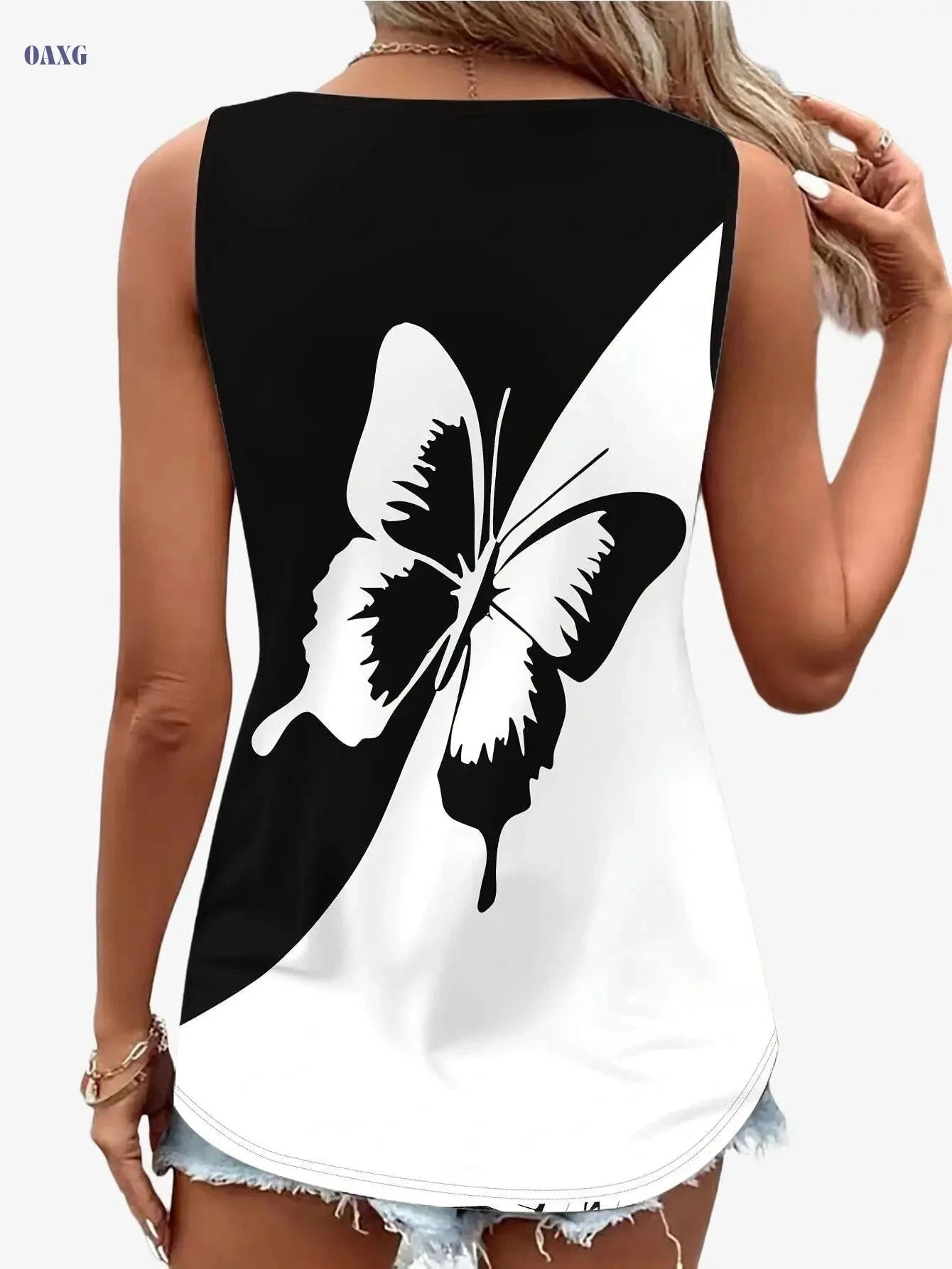 Women's 3D Printed Butterfly Vest - Casual Summer Sports Top   OAXG Mixed Color / S