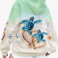 Women's 3D Sea Turtle Print Hoodie - Cute Casual Pullover for Spring   OAXG Mixed Color / S