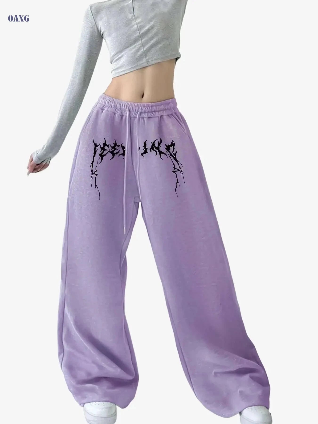 Women's Abstract Print Drawstring Joggers - Comfy Polyester Style   OAXG 