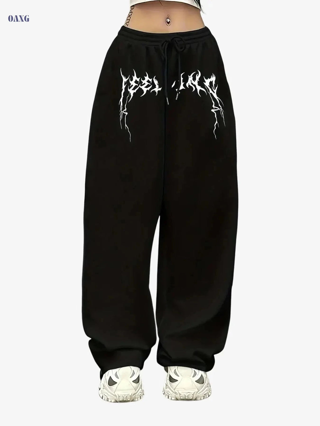 Women's Abstract Print Drawstring Joggers - Comfy Polyester Style   OAXG 