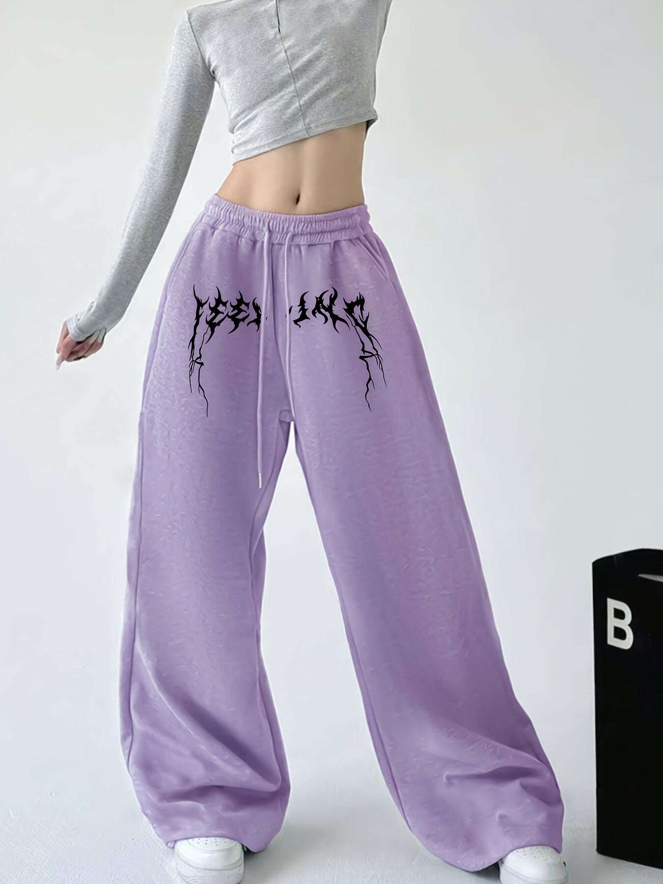 Women's Abstract Print Drawstring Joggers - Comfy Polyester Style   OAXG 