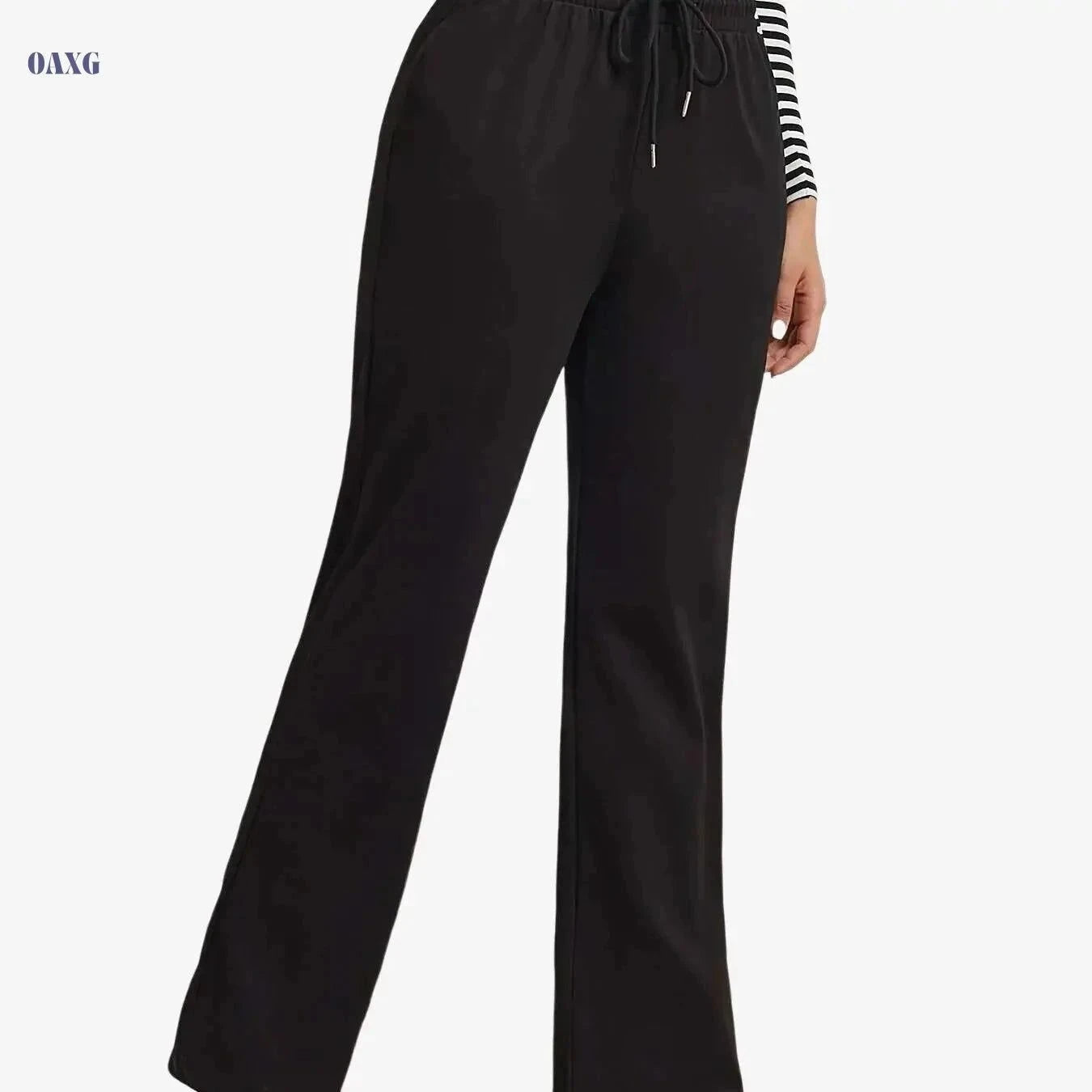 Women's Adjustable Drawstring Joggers - Casual Straight-Leg Sweatpants   OAXG grey / S