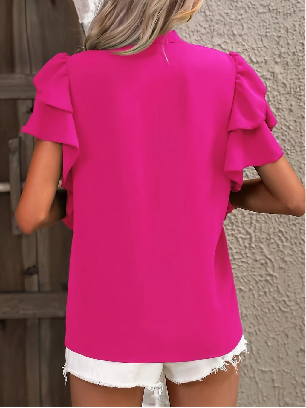 Women'S American Casual Solid Color Shirt   OAXG Rose Red / S