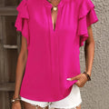 Women'S American Casual Solid Color Shirt   OAXG Rose Red / S