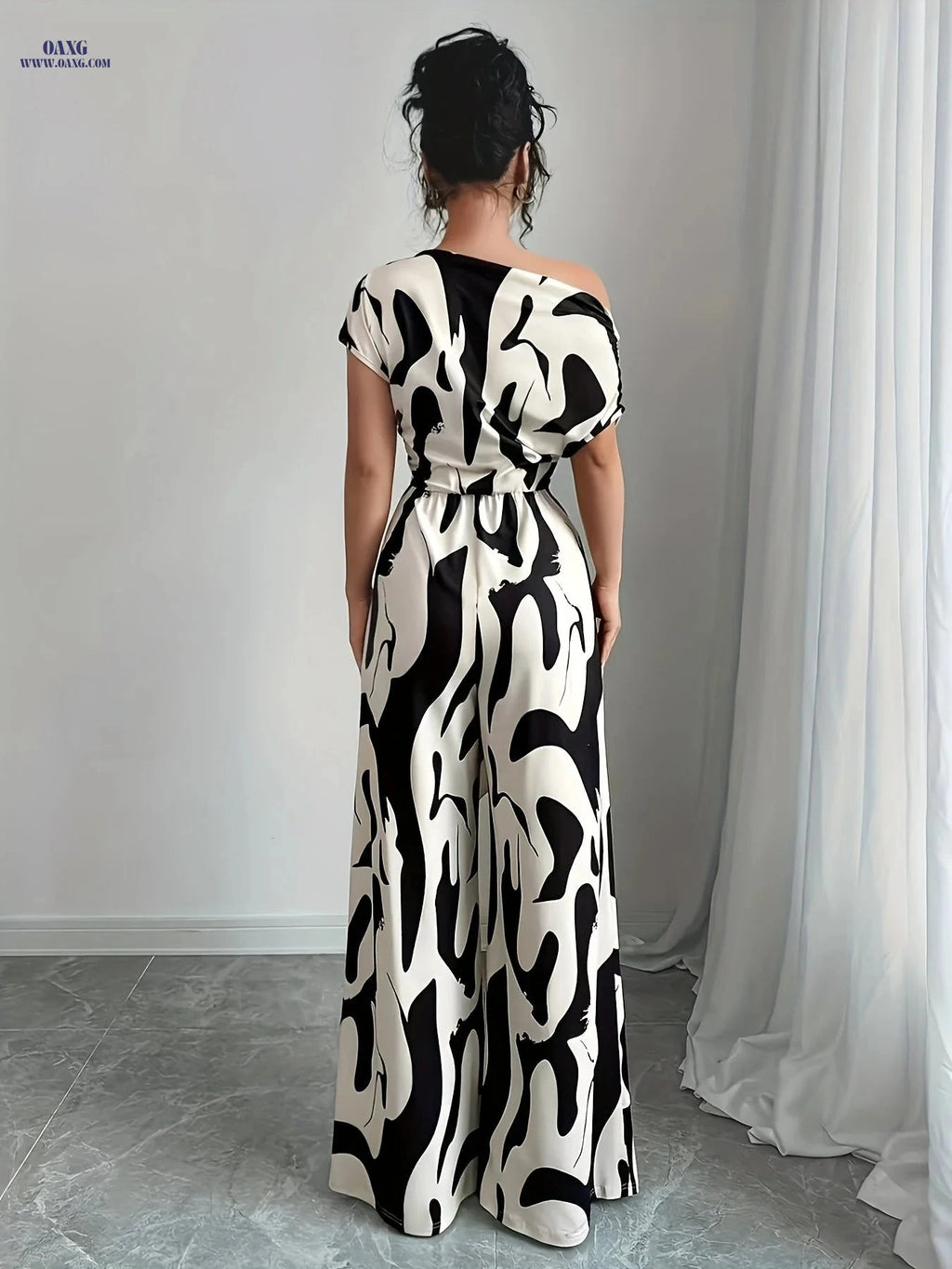 Women's Asymmetric One-Shoulder Jumpsuit - Elegant Summer Wedding Gown   OAXG 