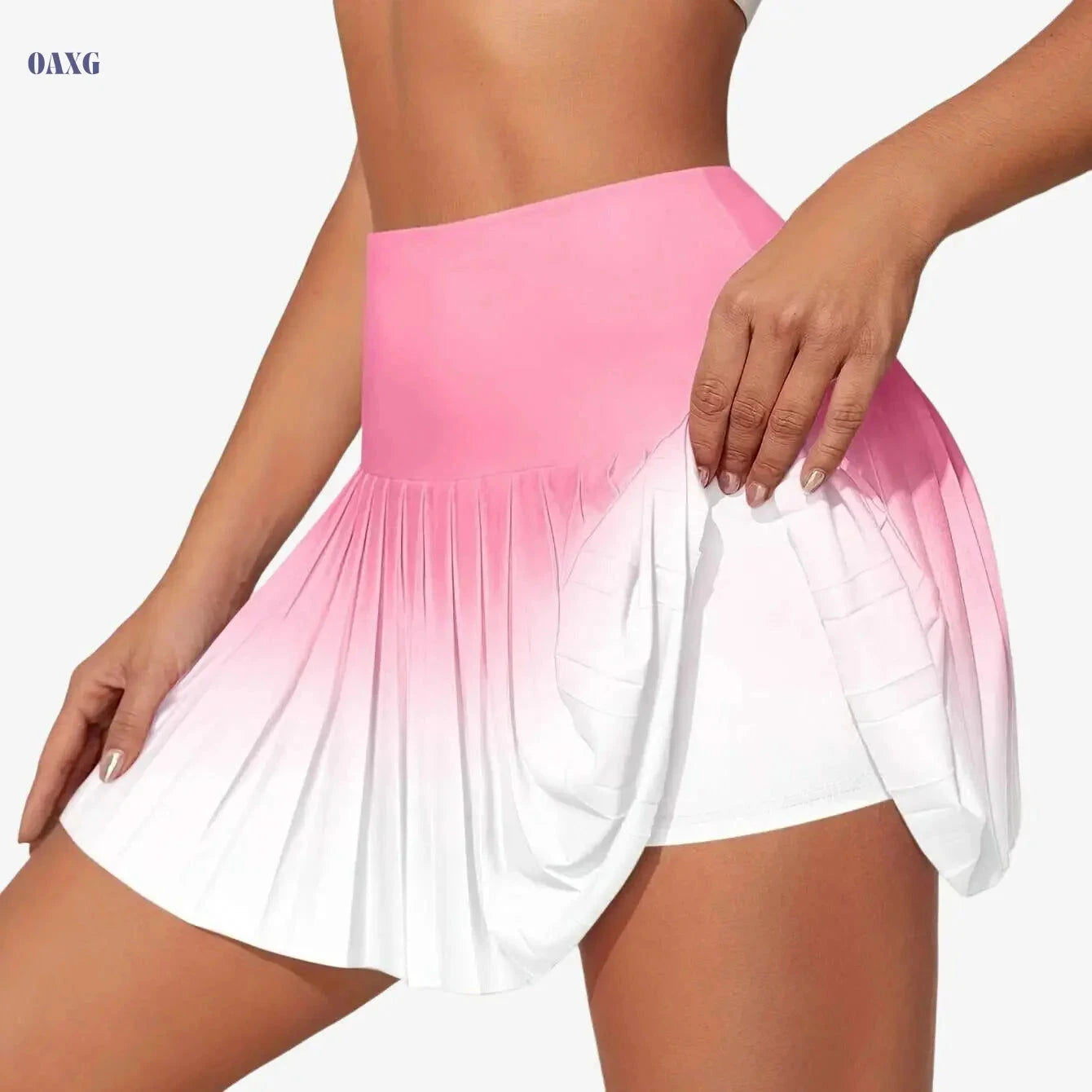 Women's Athletic Pleated Skirt - Ombre Color-Blocking, Lightweight Fit   OAXG 