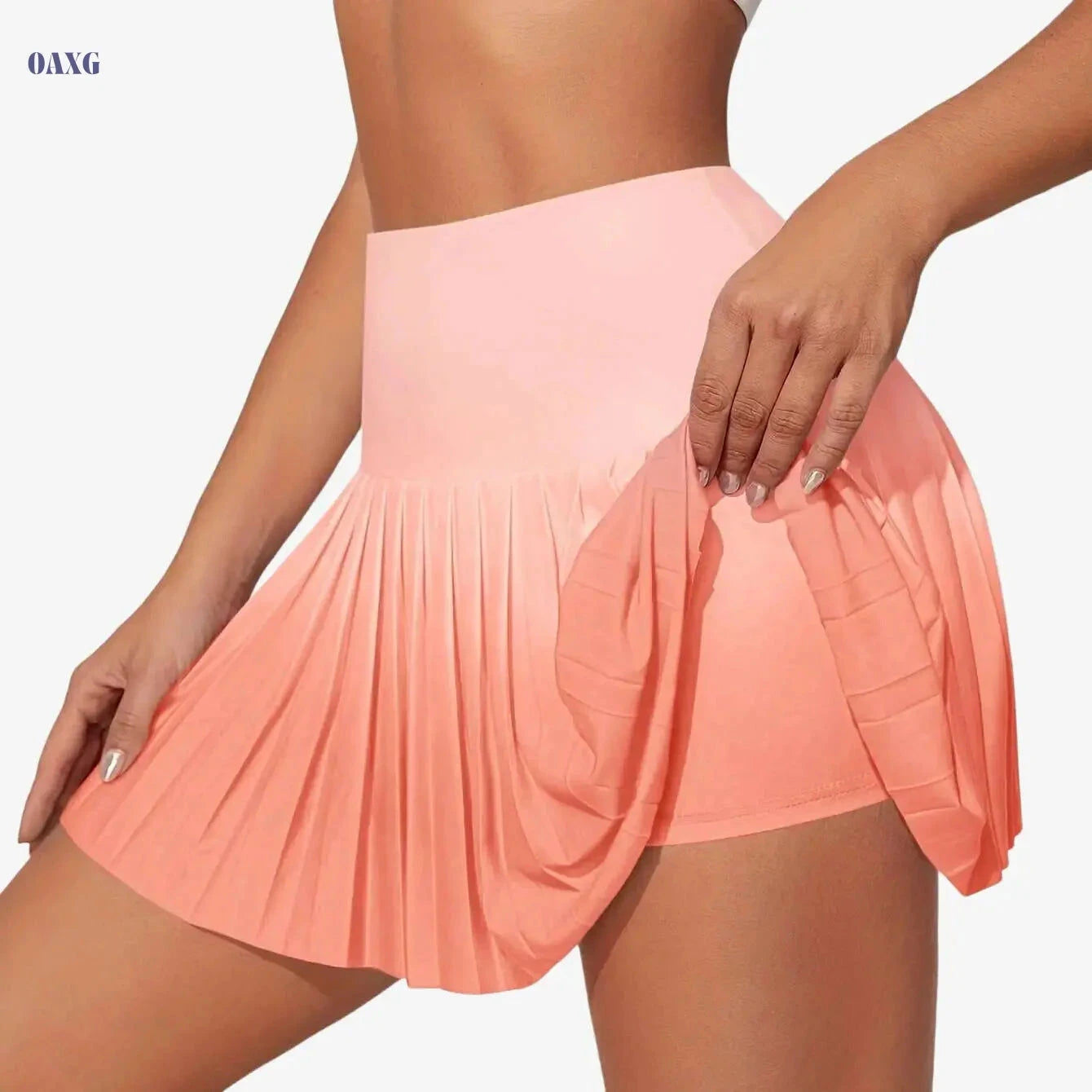Women's Athletic Pleated Skirt - Ombre Color-Blocking, Lightweight Fit   OAXG 