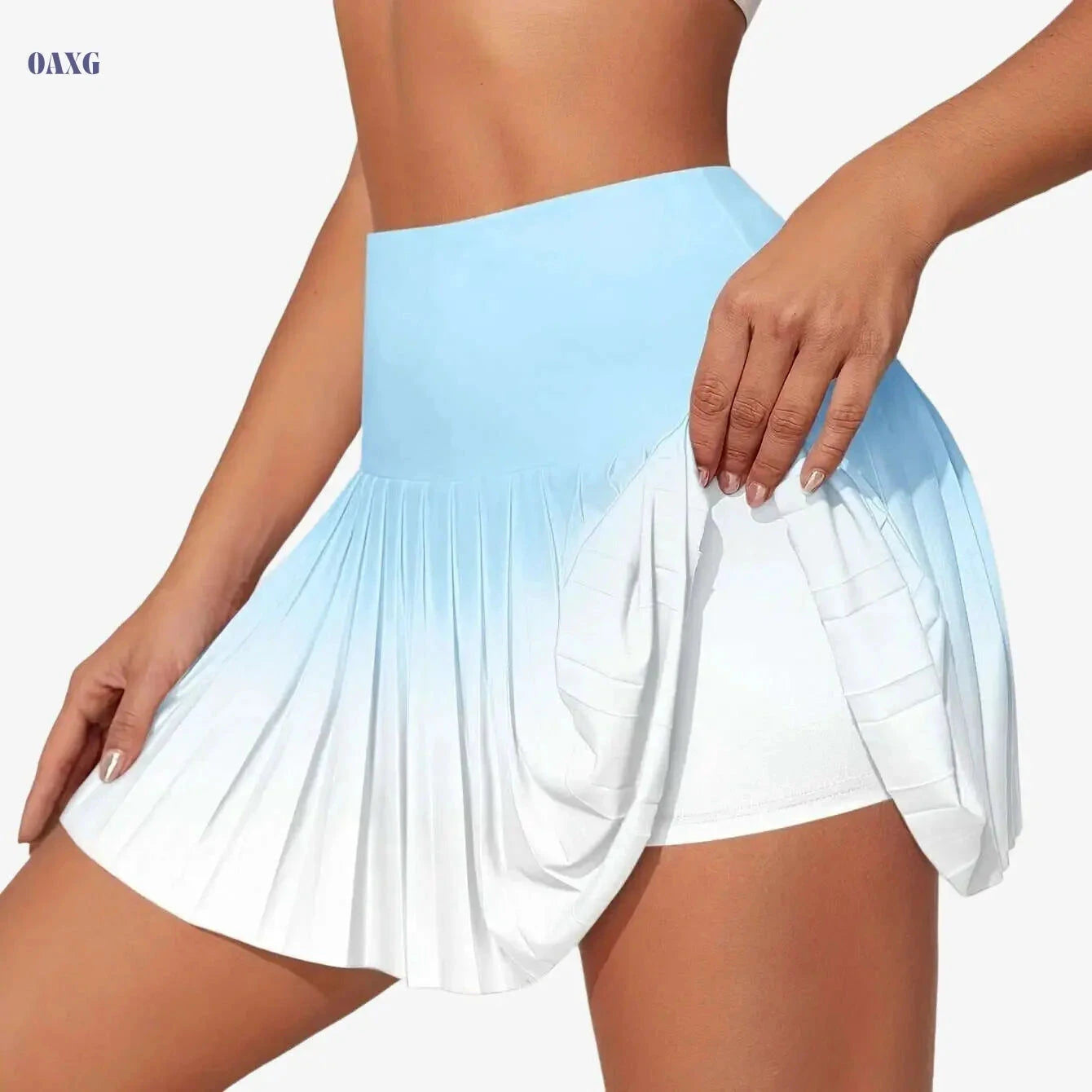 Women's Athletic Pleated Skirt - Ombre Color-Blocking, Lightweight Fit   OAXG 