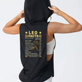 Women'S Athletic Sleeveless Hooded Vest, Leo Zodiac, Constellation Print Women'S Hooded Tank Top, Loose Fit, Machine Washable, Hooded Athletic Wear, Comfortable Fabric, Spring Summer Casual Athletic Outfit Choice   OAXG Black / S