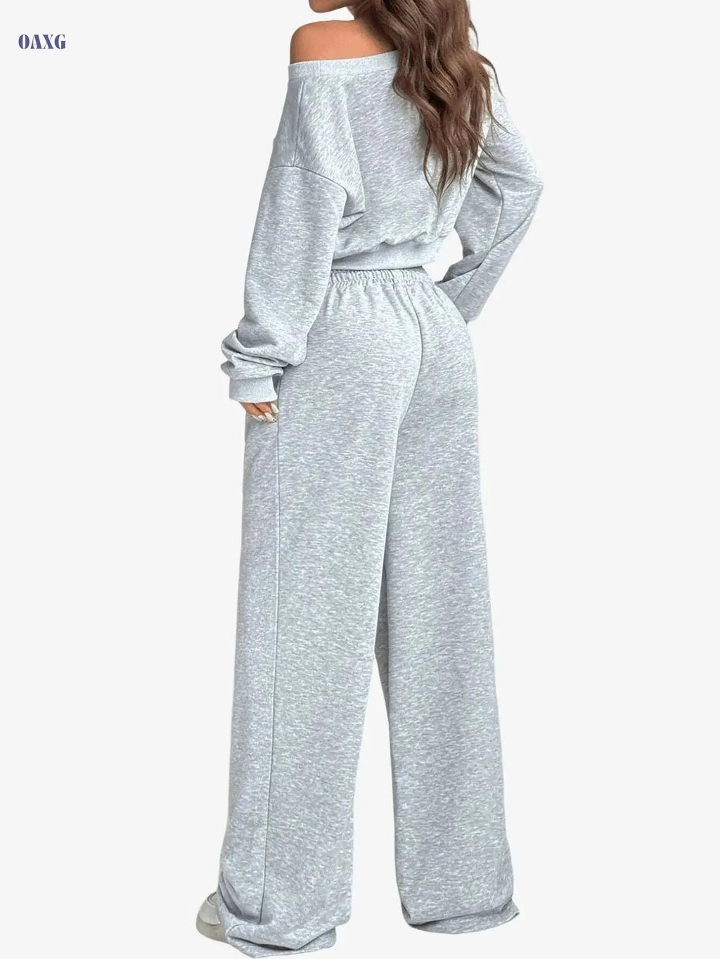 Women's Autumn Off-Shoulder Sweatshirt Set - Casual Leisure Wear   OAXG 