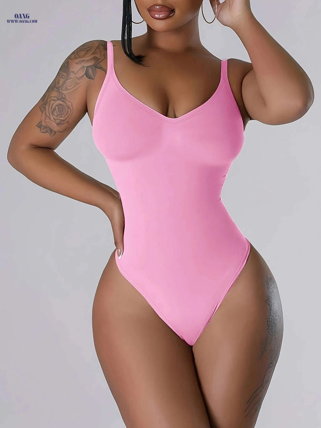 Women's Backless Sleeveless Bodysuit - Elegant Solid Color Design   OAXG 