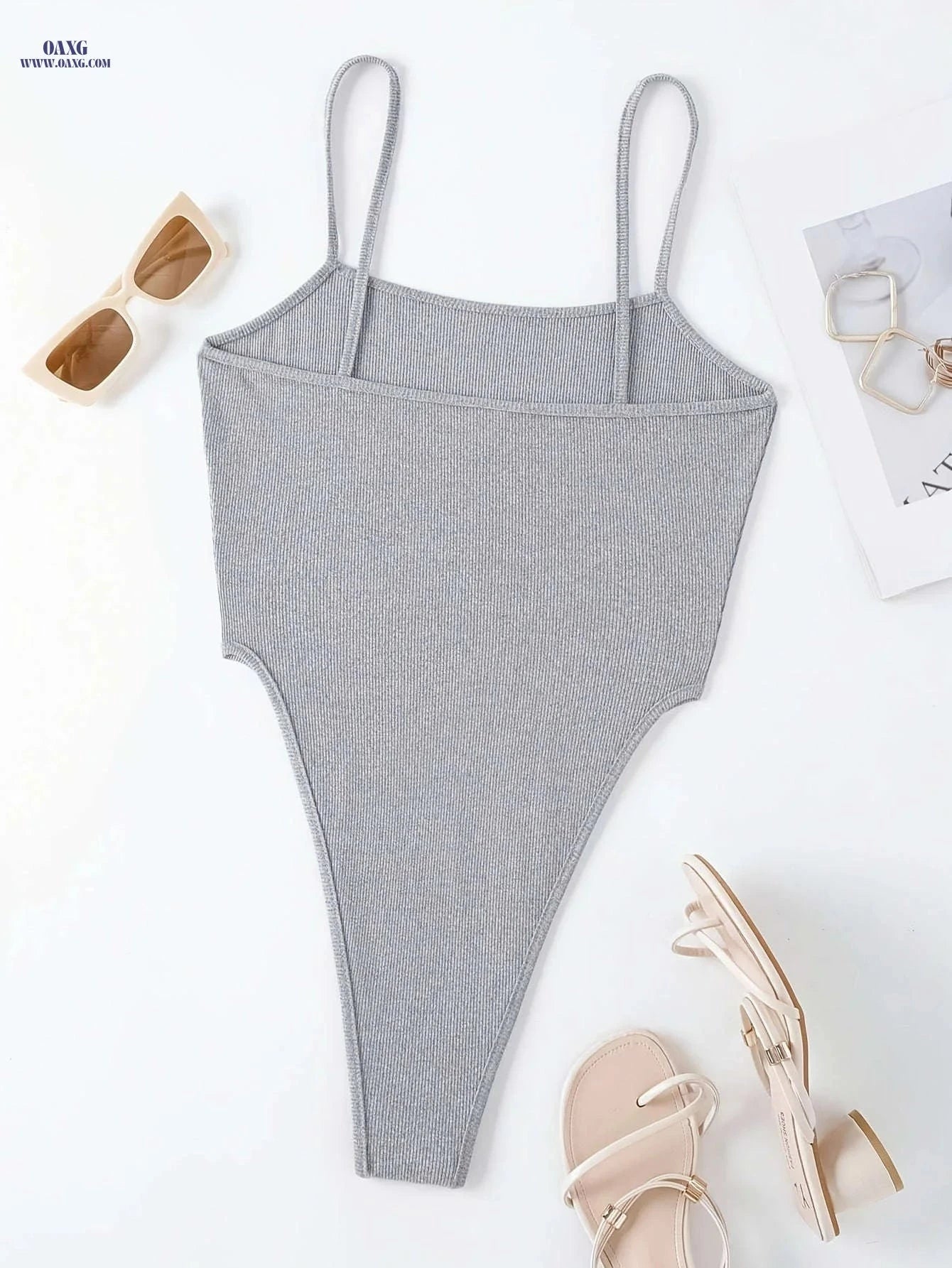 Women's Backless Spaghetti Strap Knit Crop Top - Casual Fashion   OAXG Black / S