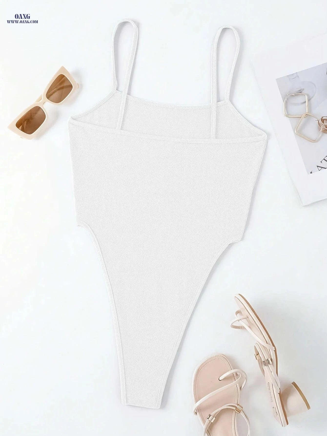 Women's Backless Spaghetti Strap Knit Crop Top - Casual Fashion   OAXG 