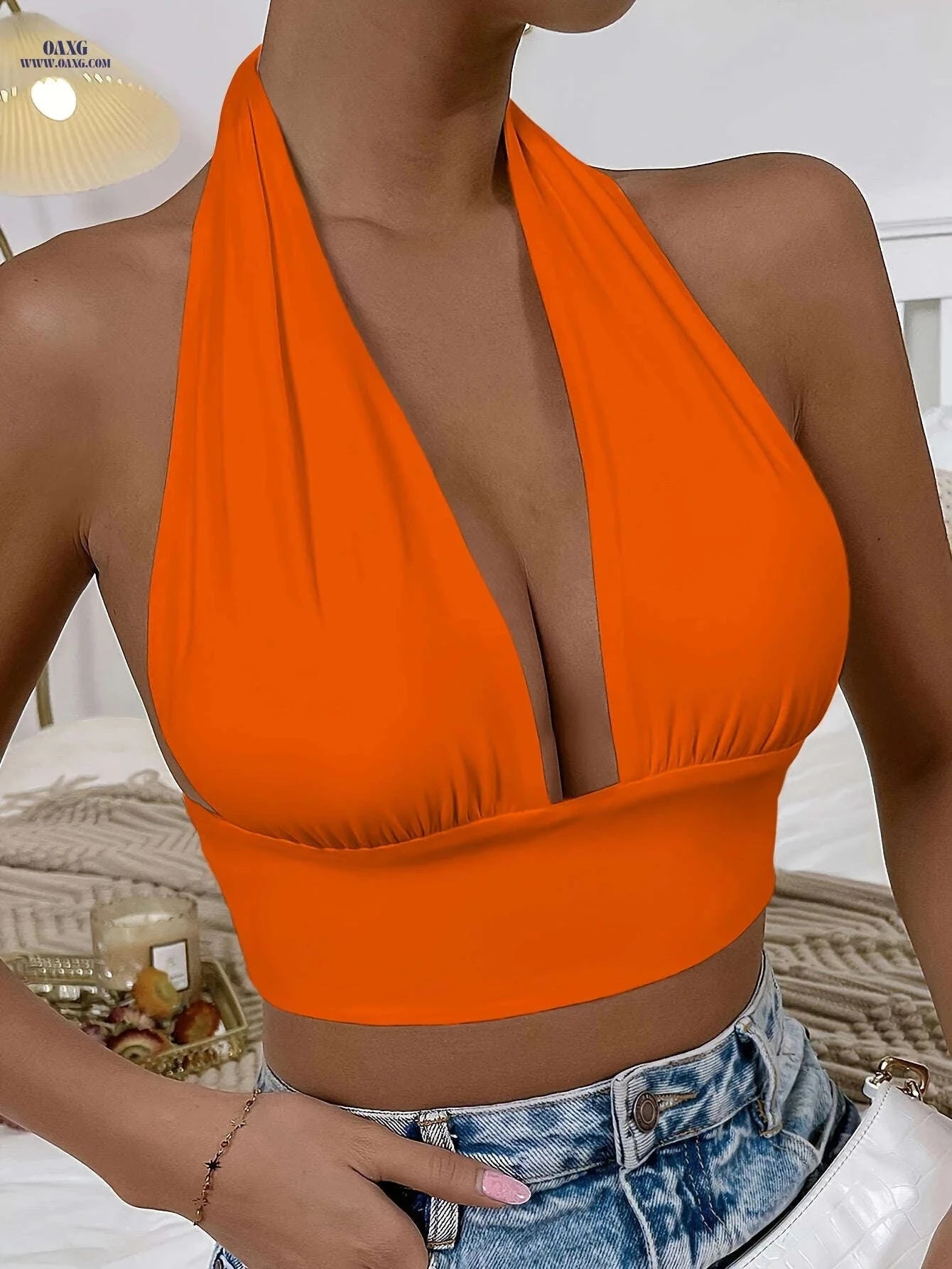 Women's Backless Strapless Bandeau Top - Elegant & Versatile Design   OAXG 
