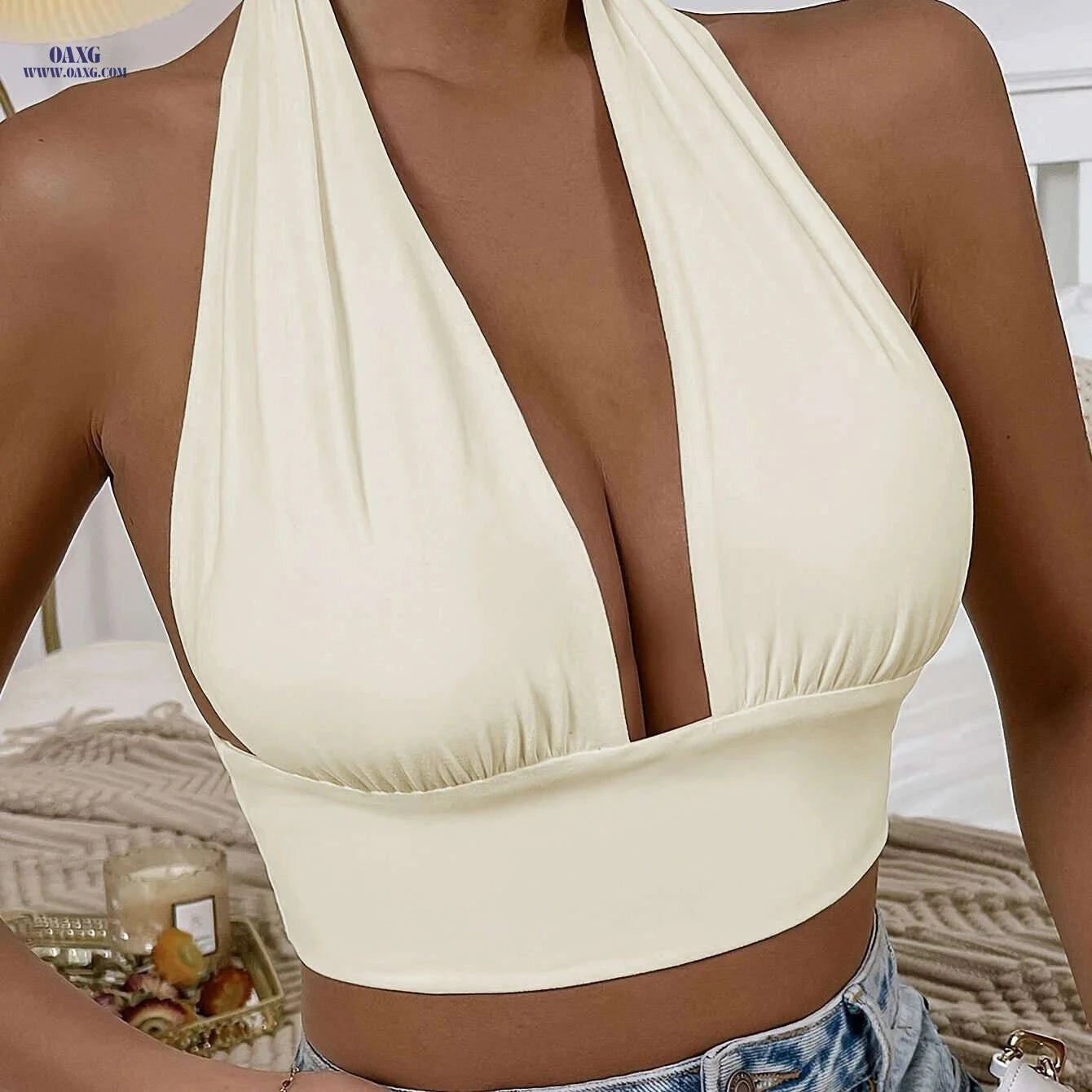 Women's Backless Strapless Bandeau Top - Elegant & Versatile Design   OAXG 