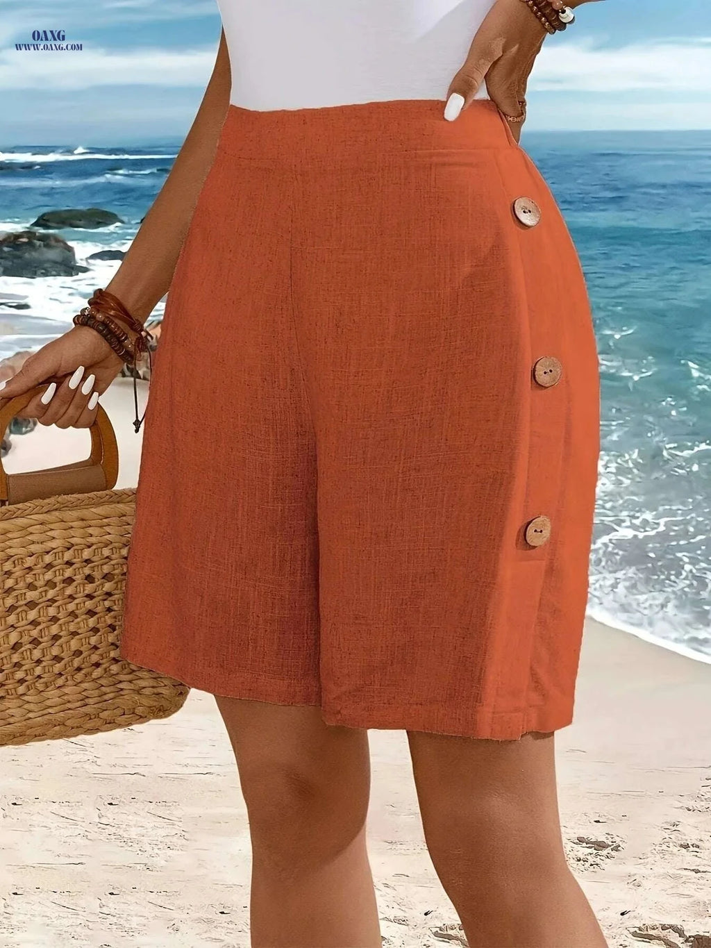 Women's Black Beach Vacation Shorts - Relaxed Fit & Machine Washable   OAXG 