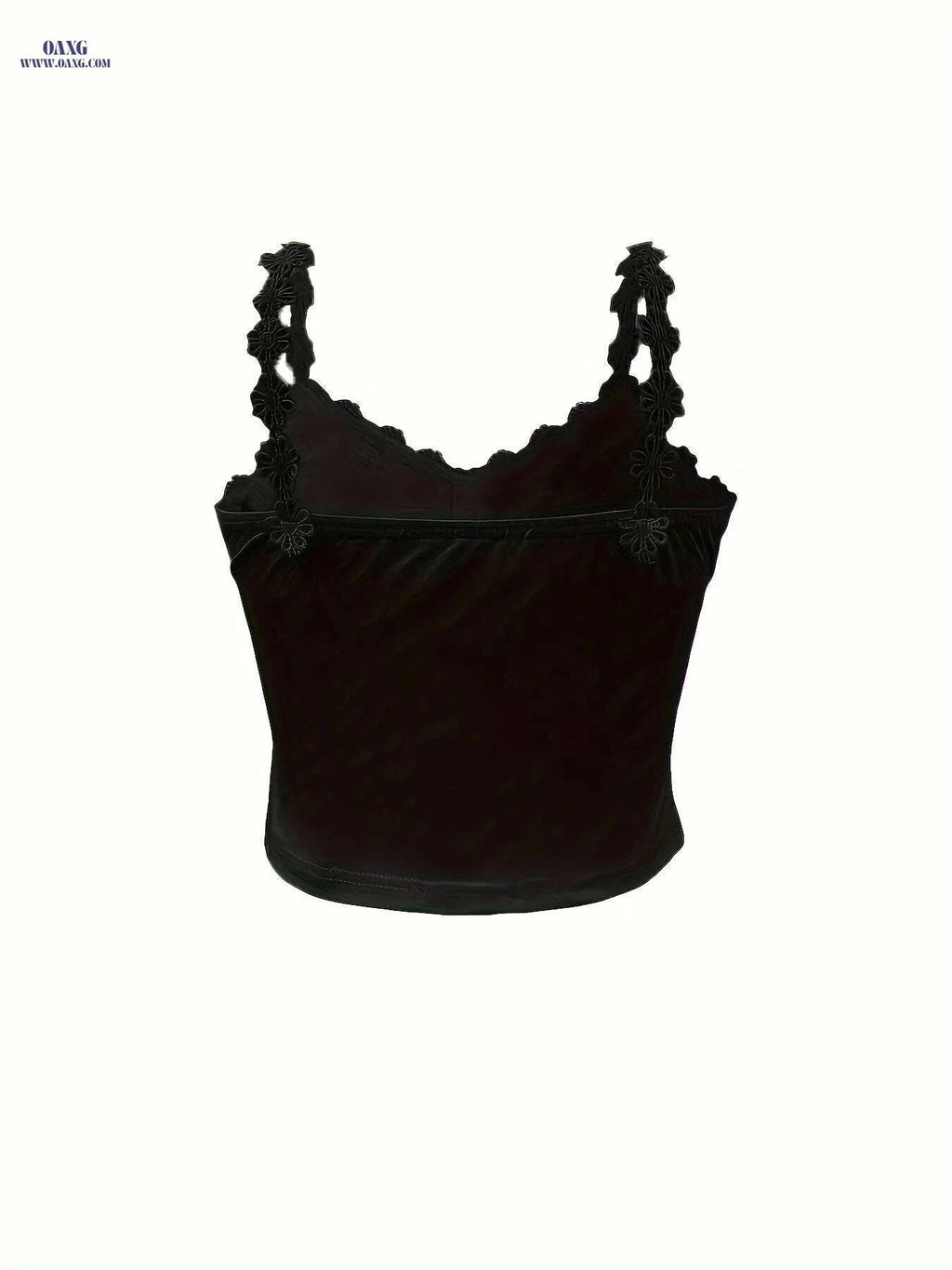 Women's Black Lace V-Neck Crop Top - Summer Sleeveless Casual Style   OAXG 