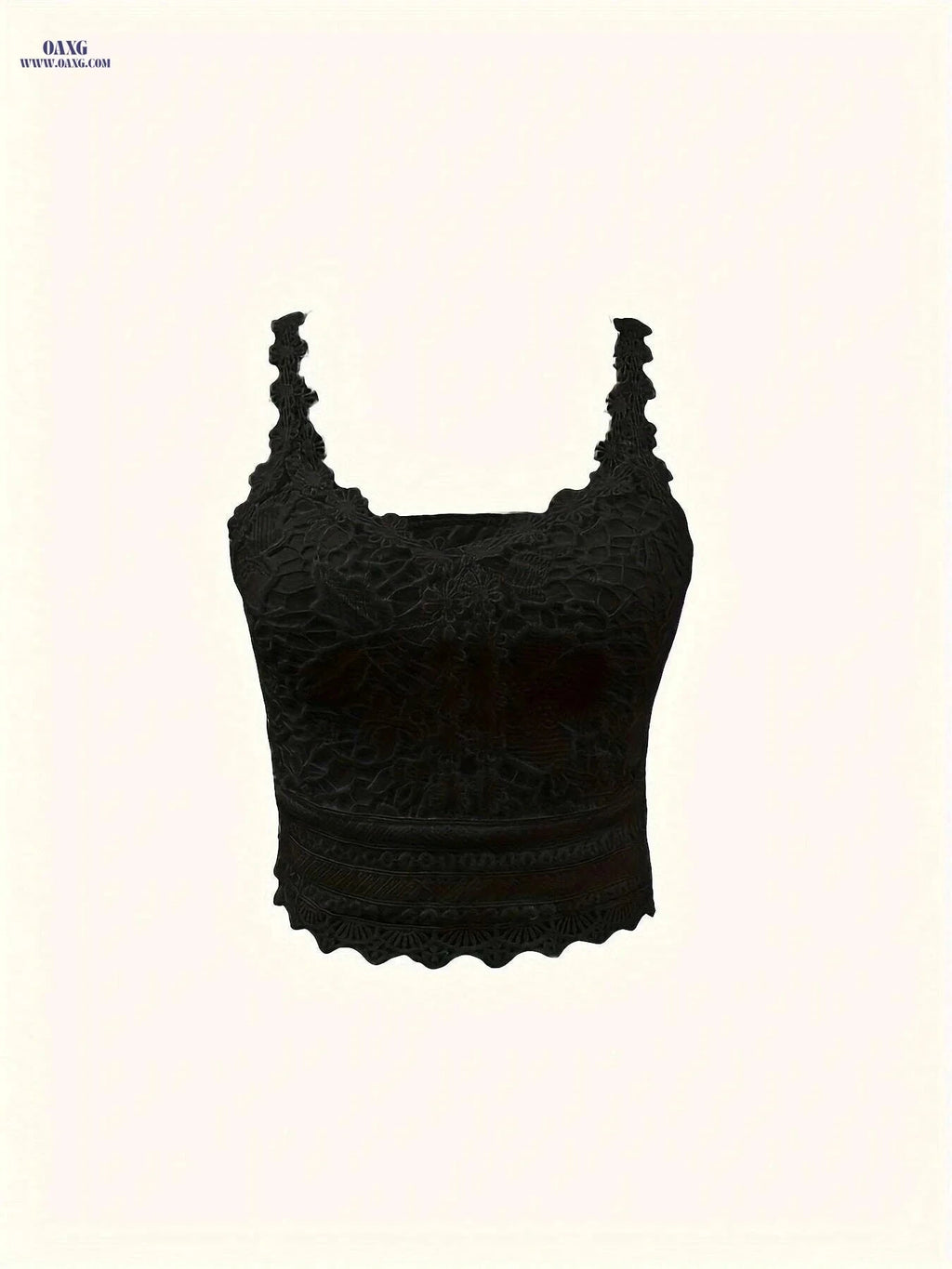 Women's Black Lace V-Neck Crop Top - Summer Sleeveless Casual Style   OAXG Beige / S