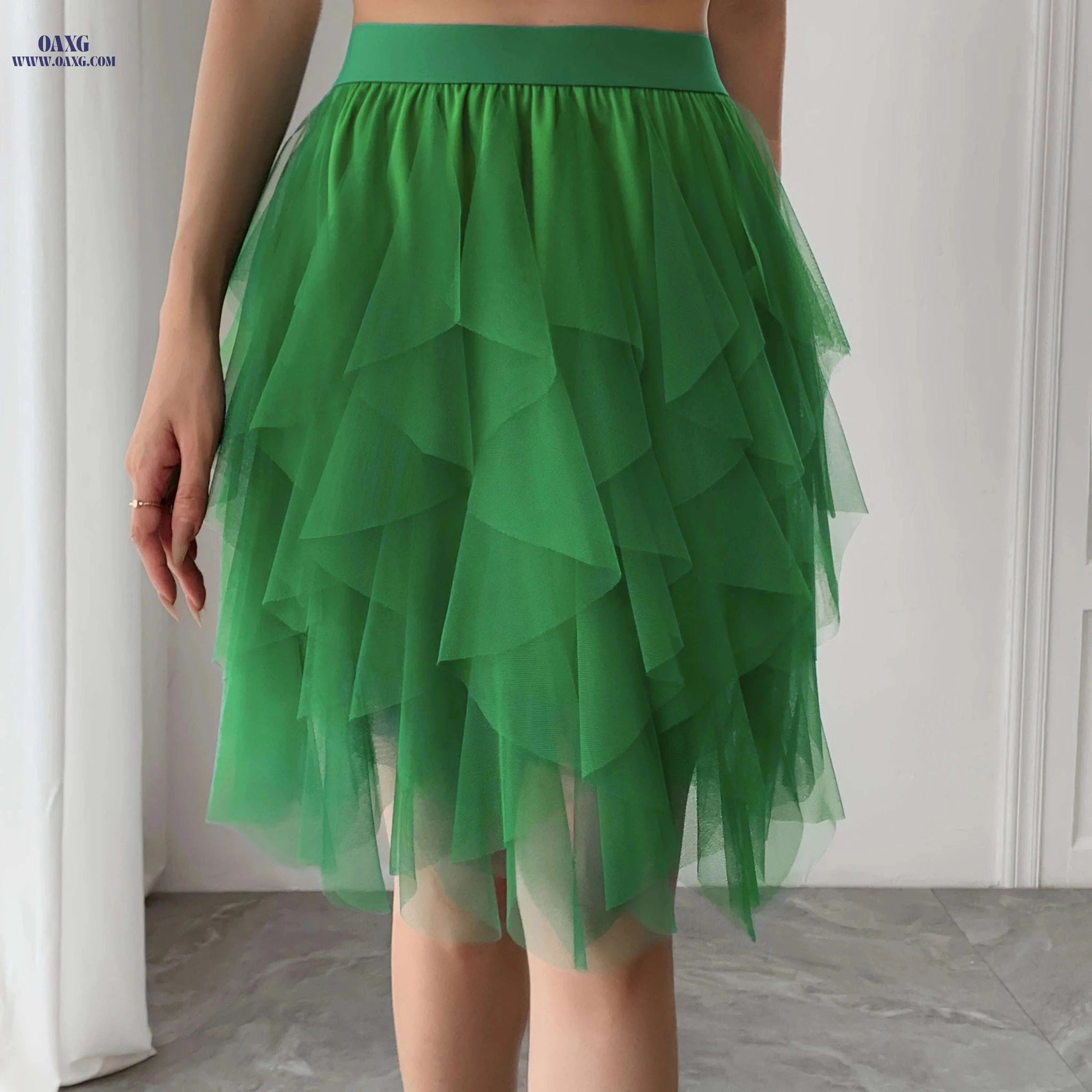 Women’s Black Tulle Short Skirt - Ruffled Flowy A-Line Summer Style   OAXG 