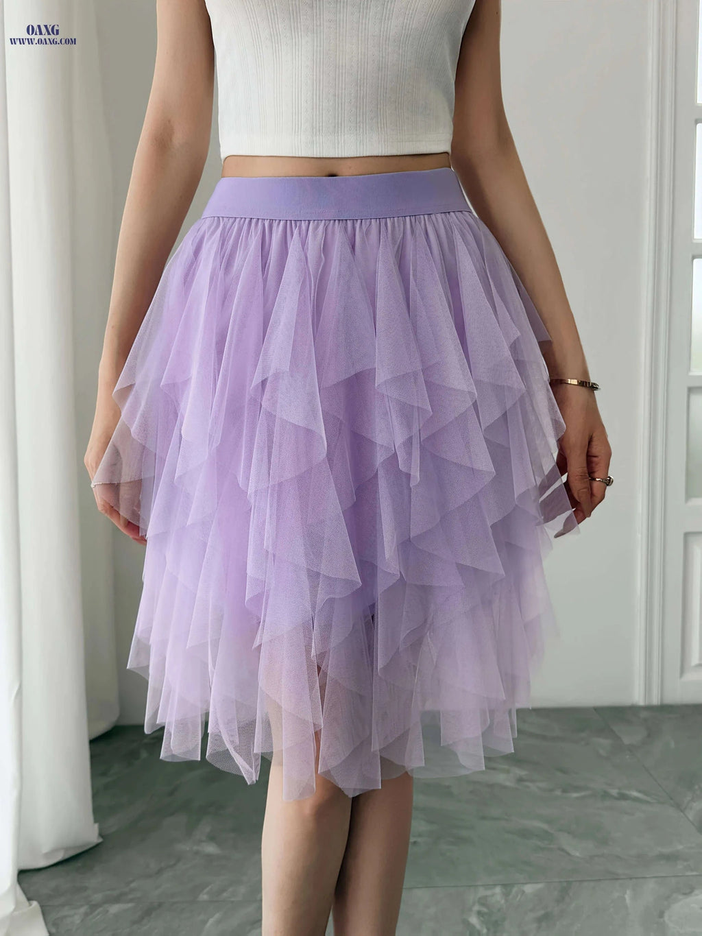 Women’s Black Tulle Short Skirt - Ruffled Flowy A-Line Summer Style   OAXG 