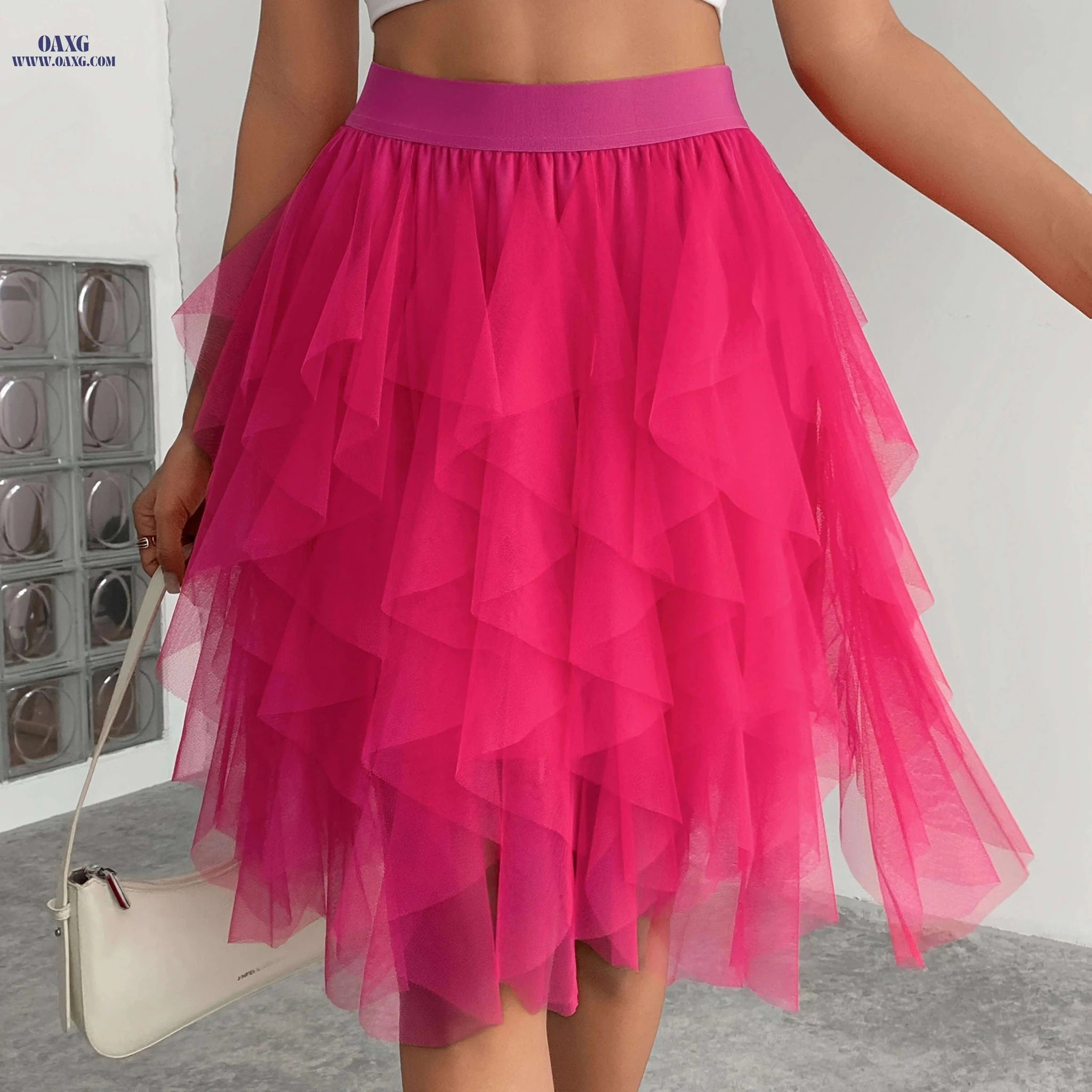 Women’s Black Tulle Short Skirt - Ruffled Flowy A-Line Summer Style   OAXG 