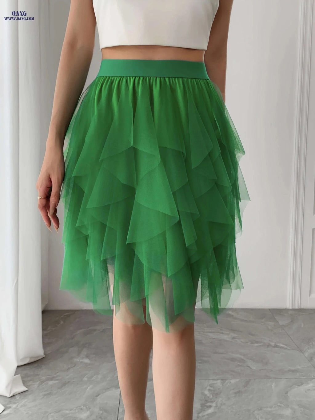 Women’s Black Tulle Short Skirt - Ruffled Flowy A-Line Summer Style   OAXG 
