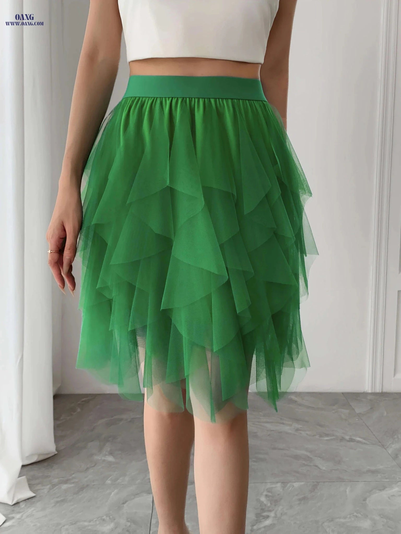 Women’s Black Tulle Short Skirt - Ruffled Flowy A-Line Summer Style   OAXG 