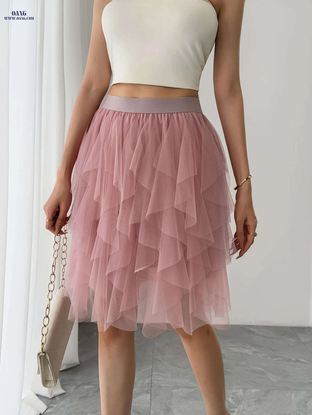 Women’s Black Tulle Short Skirt - Ruffled Flowy A-Line Summer Style   OAXG 