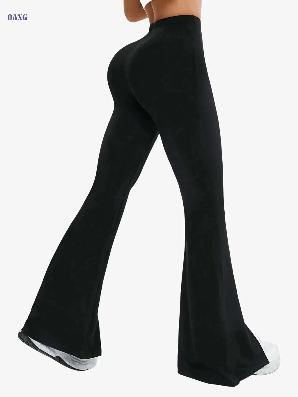 Women's Black & White Flared Leggings - Comfortable All-Season Wear   OAXG 