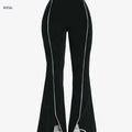 Women's Black & White Flared Leggings - Comfortable All-Season Wear   OAXG Black / S