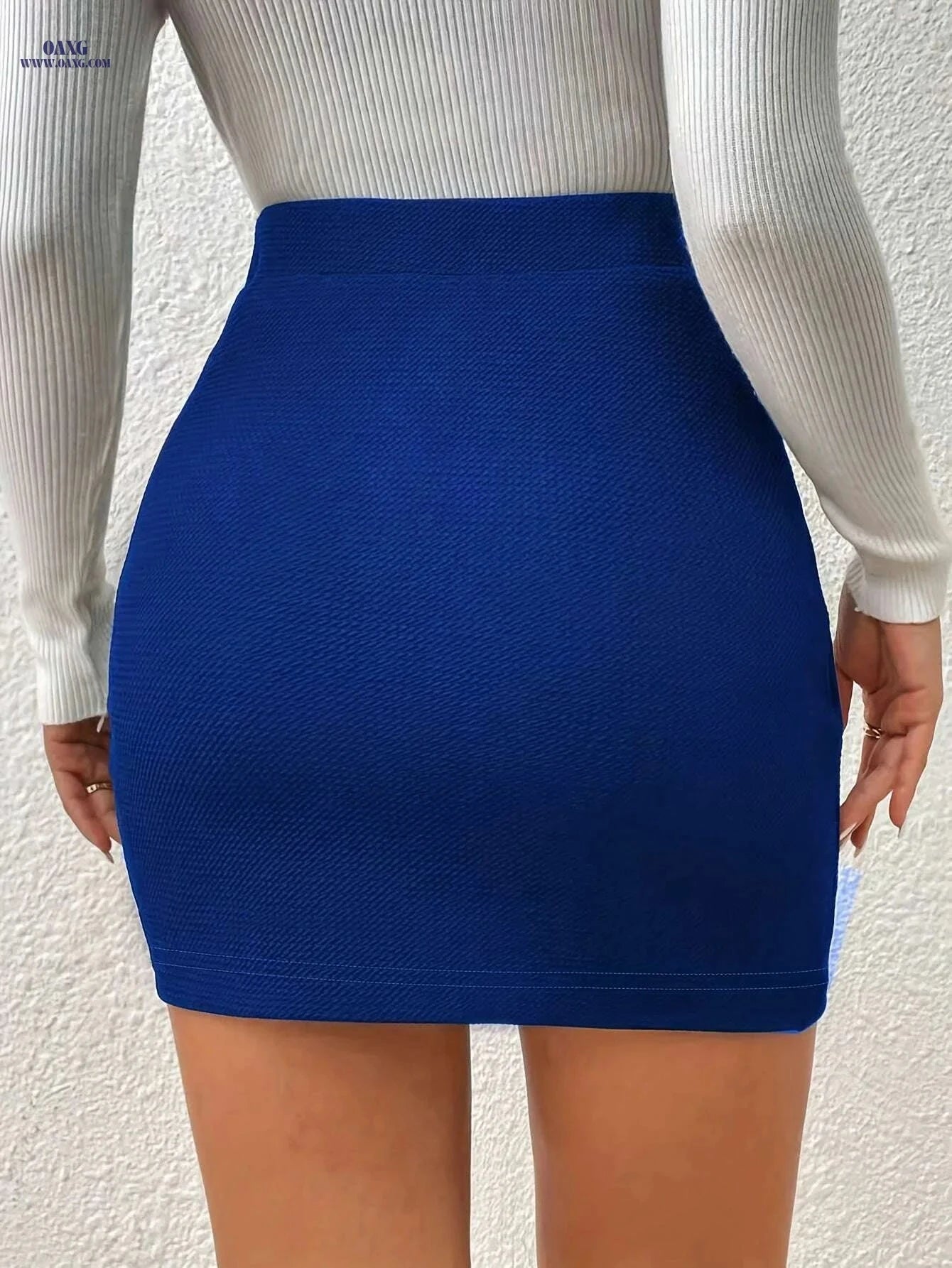 Women's Blue A-Line Skirt - Wrinkle-Resistant, Casual to Formal Wear   OAXG 