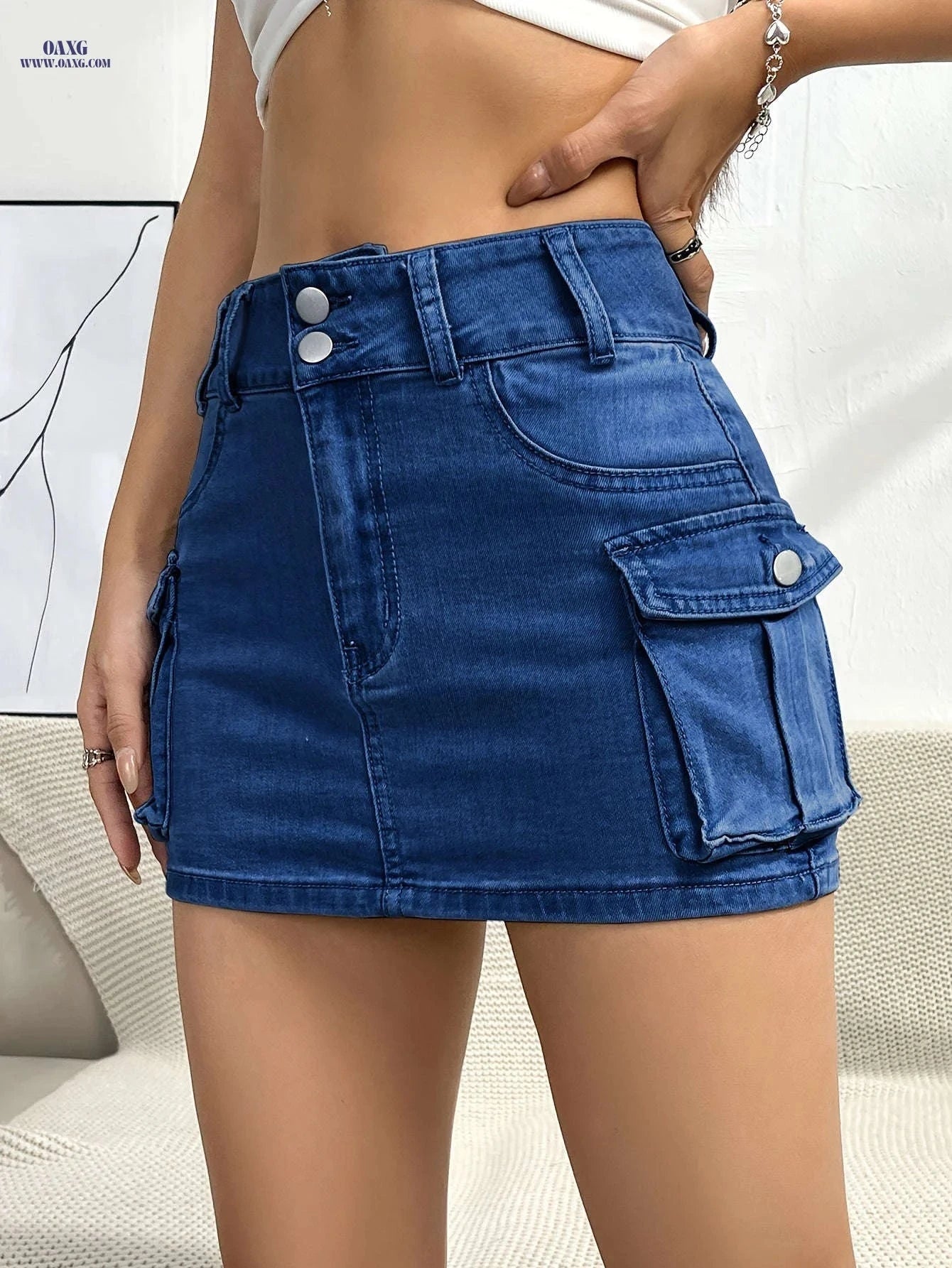 Women’s Bodycon Denim Skirt - Medium Stretch, Perfect for Spring/Fall   OAXG Black / S