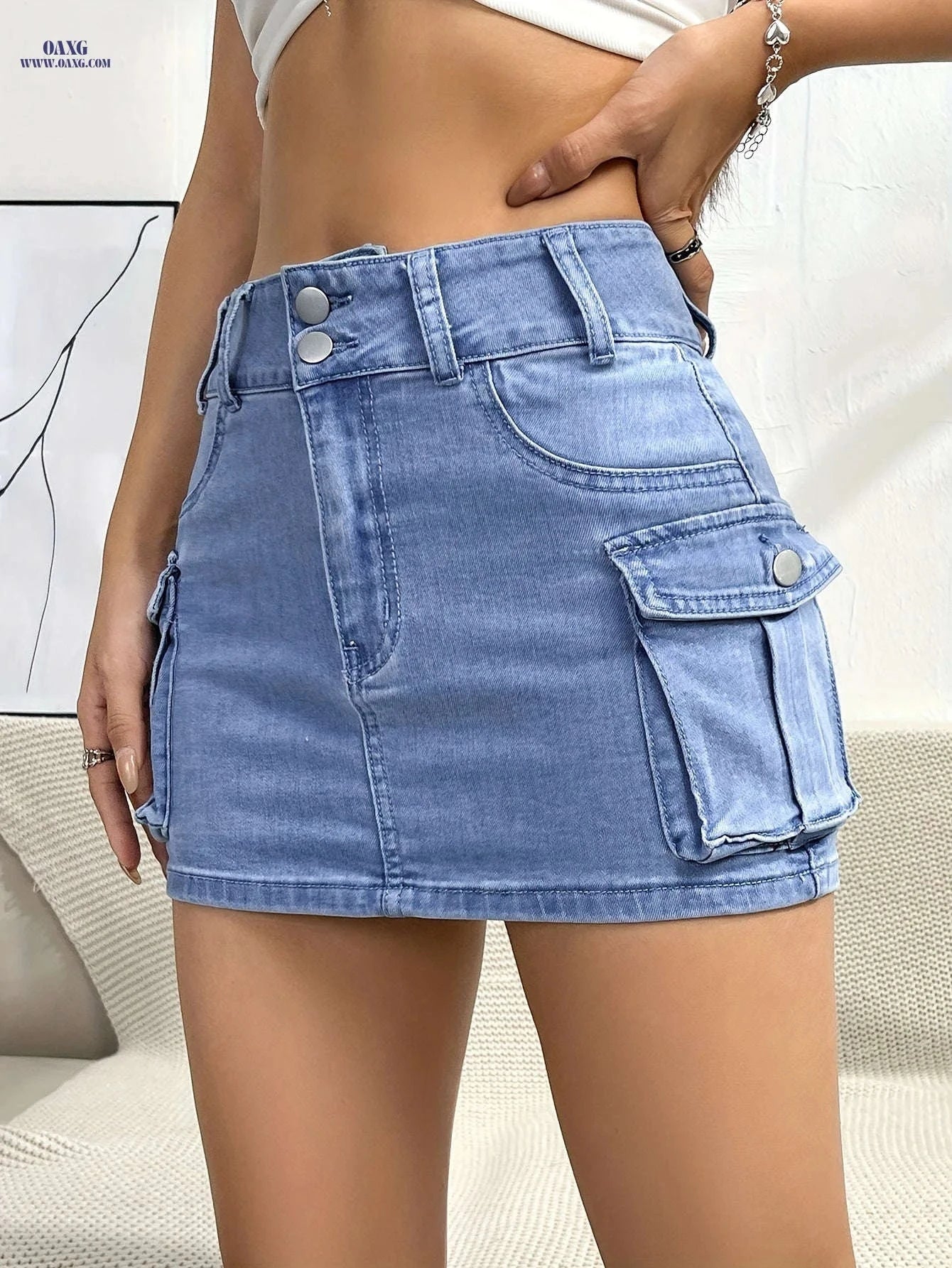 Women’s Bodycon Denim Skirt - Medium Stretch, Perfect for Spring/Fall   OAXG Black / S