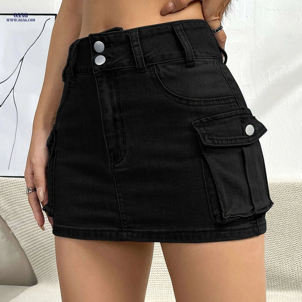 Women’s Bodycon Denim Skirt - Medium Stretch, Perfect for Spring/Fall   OAXG Black / S
