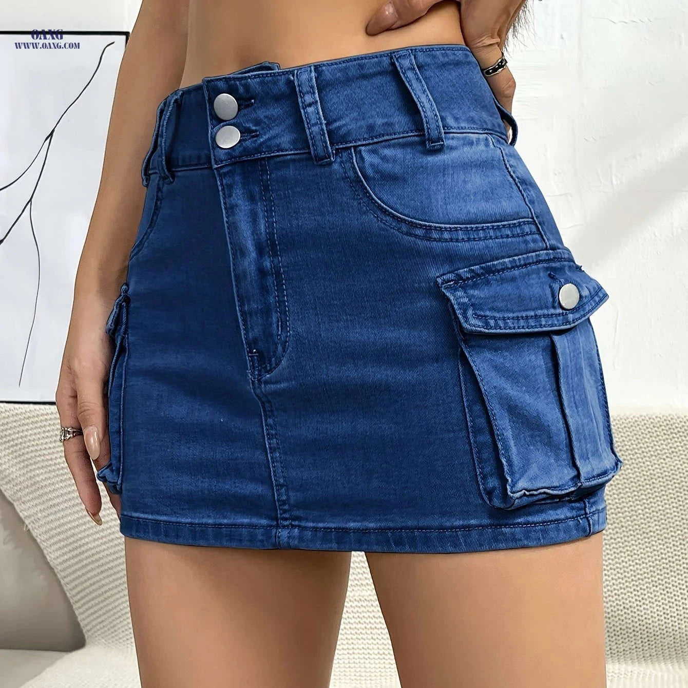 Women’s Bodycon Denim Skirt - Medium Stretch, Perfect for Spring/Fall   OAXG Black / S