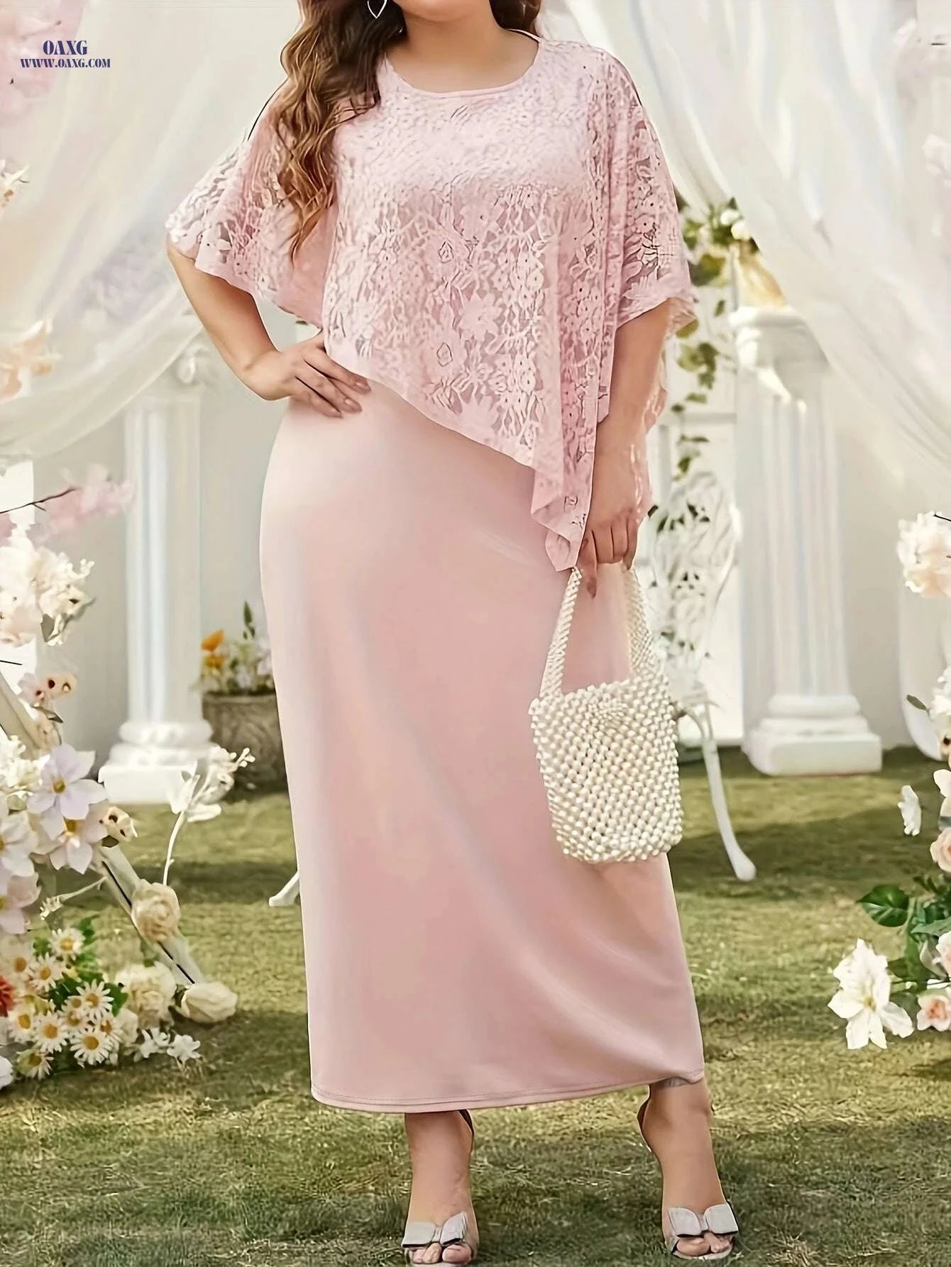 Women's Bodycon Dress P003 - Elegant Knit Fabric, All-Season Style   OAXG Pink / XS