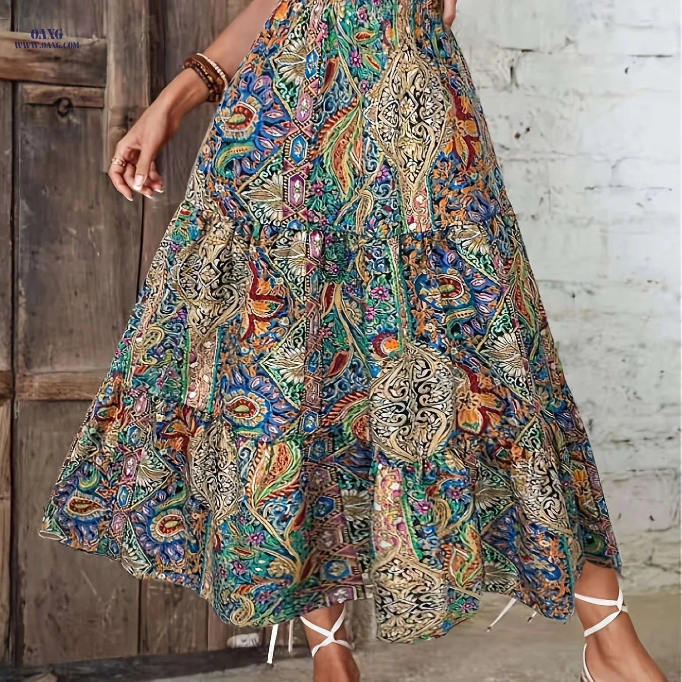 Women's Bohemian Floral A-Line Skirt - Lightweight & High-Rise Style   OAXG 