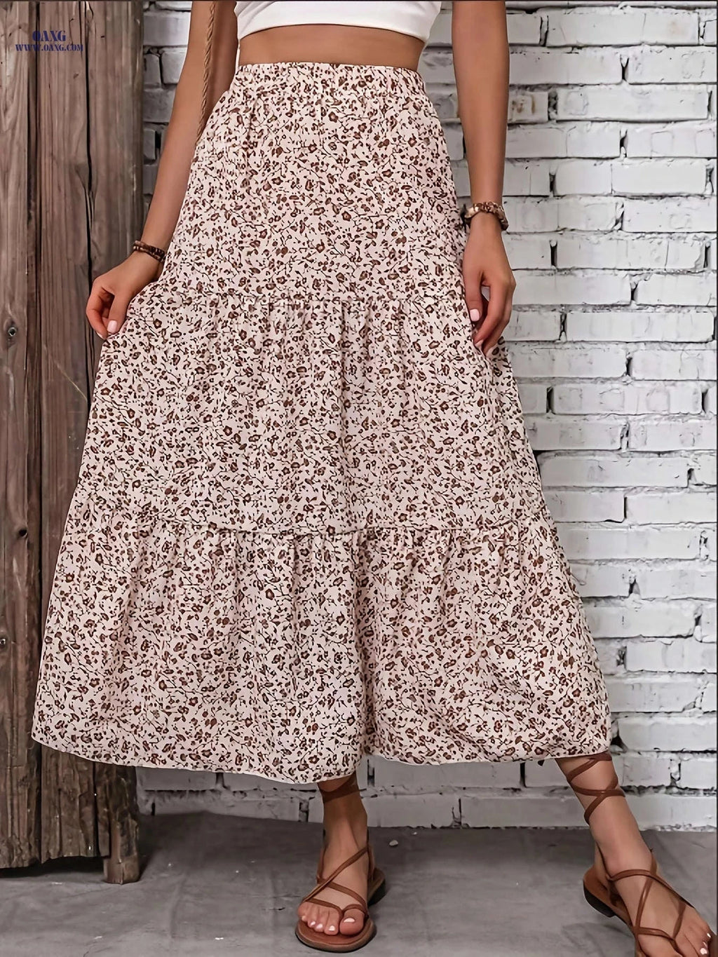 Women's Bohemian Floral A-Line Skirt - Lightweight & High-Rise Style   OAXG 