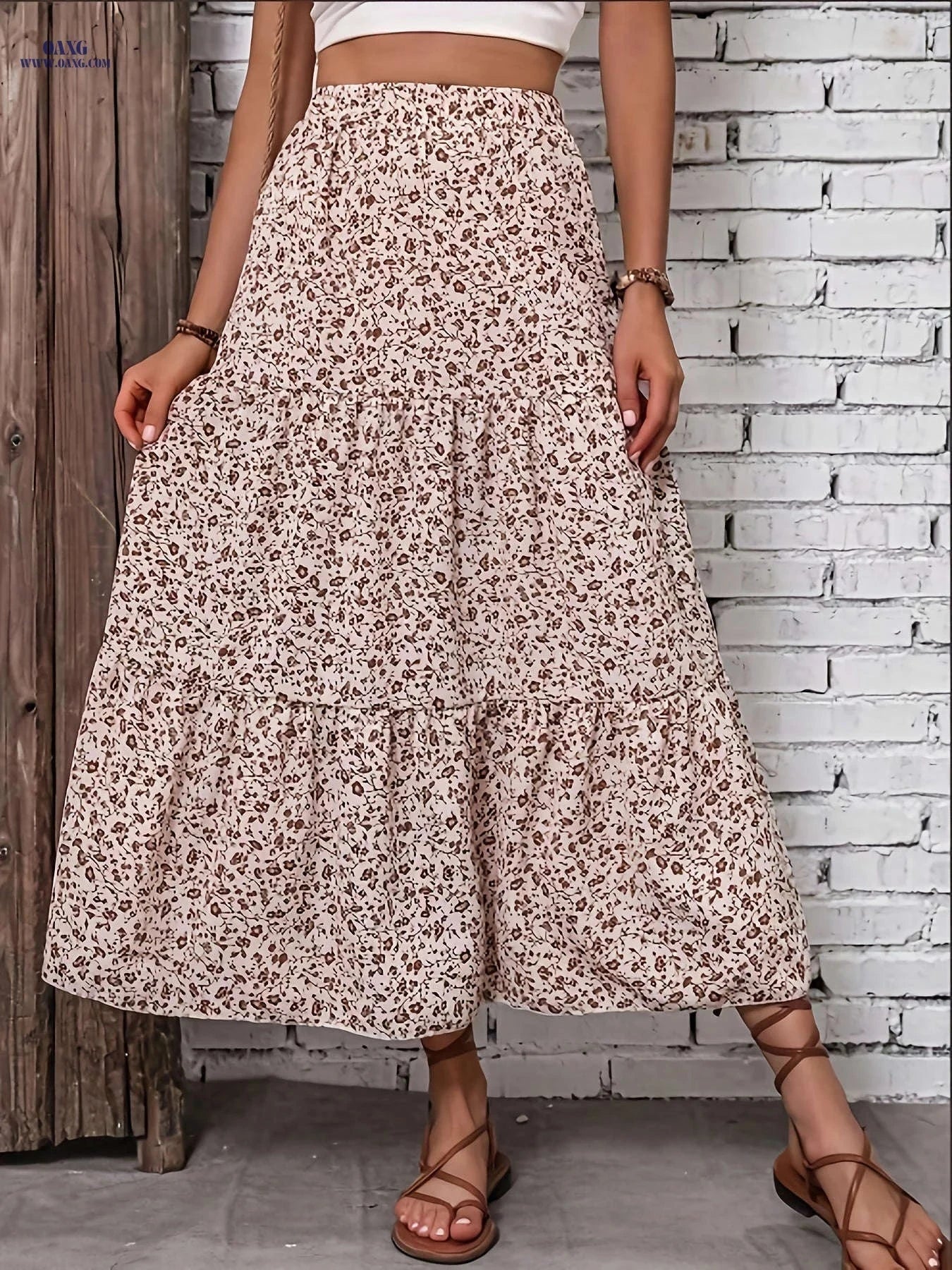 Women's Bohemian Floral A-Line Skirt - Lightweight & High-Rise Style   OAXG 