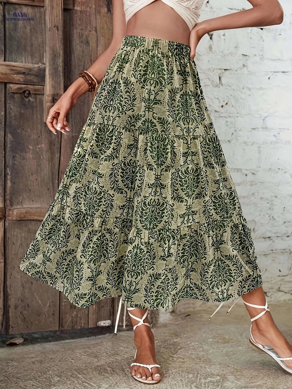 Women's Bohemian Floral A-Line Skirt - Lightweight & High-Rise Style   OAXG 