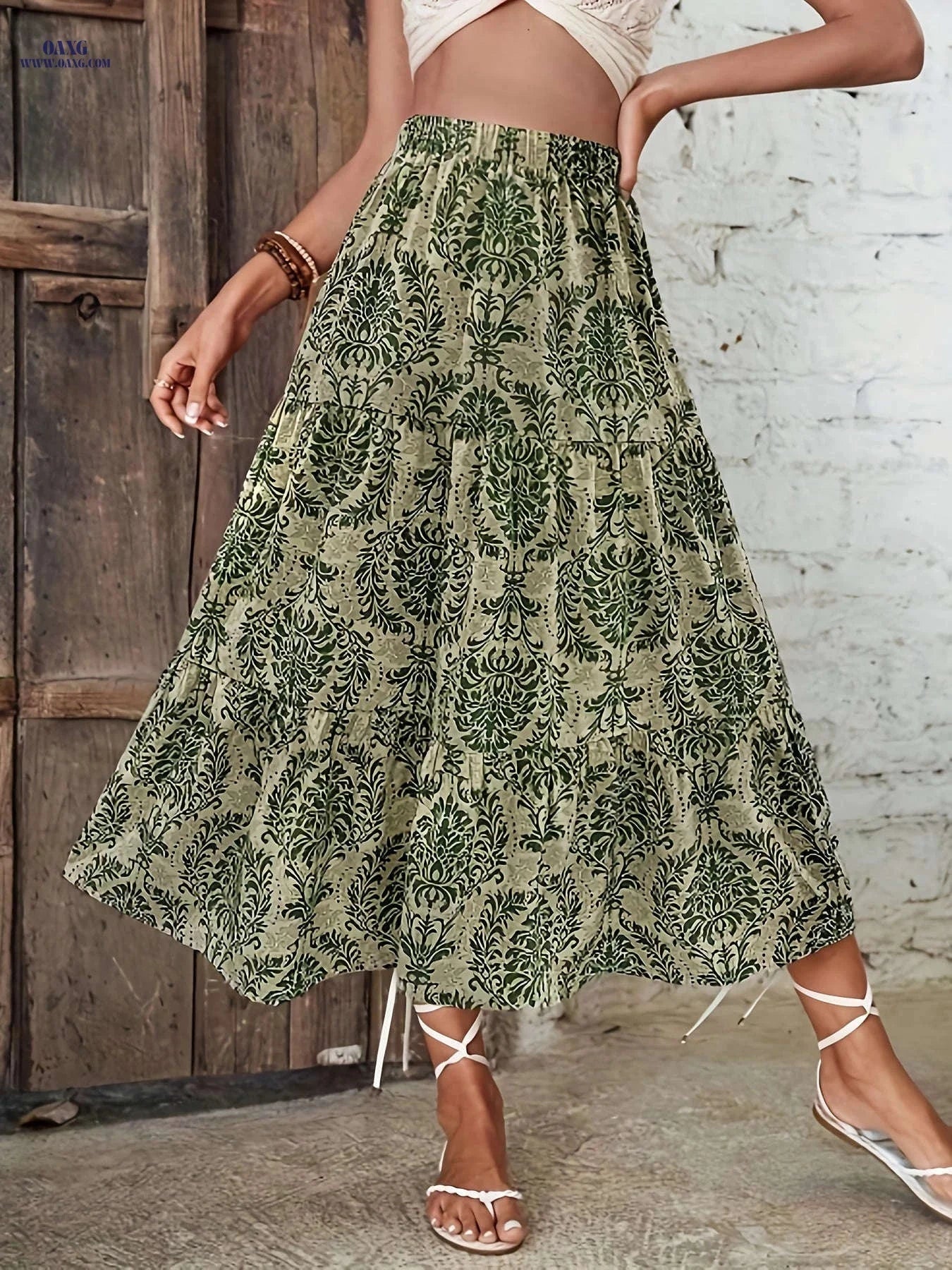 Women's Bohemian Floral A-Line Skirt - Lightweight & High-Rise Style   OAXG 