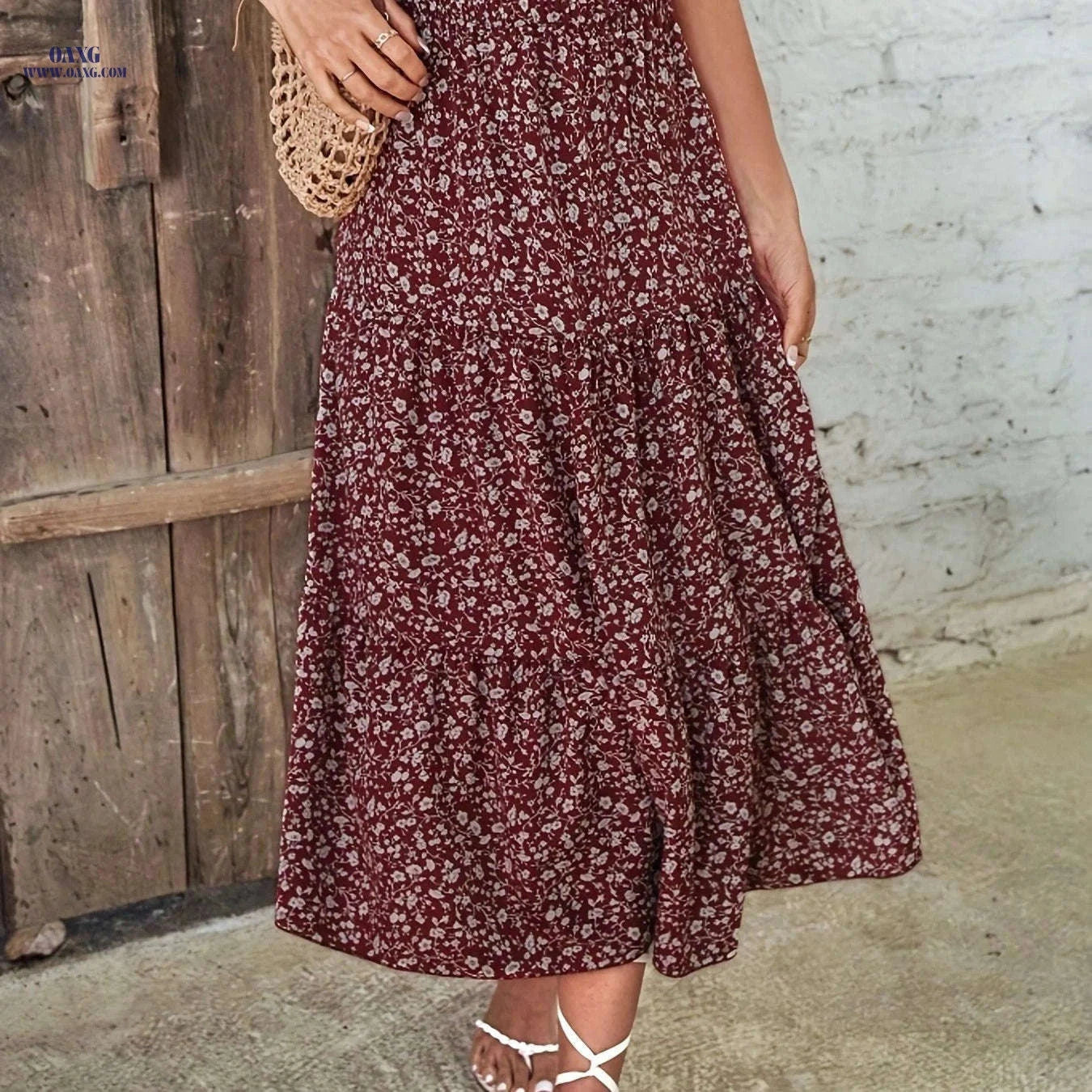 Women's Bohemian Floral A-Line Skirt - Lightweight & High-Rise Style   OAXG 