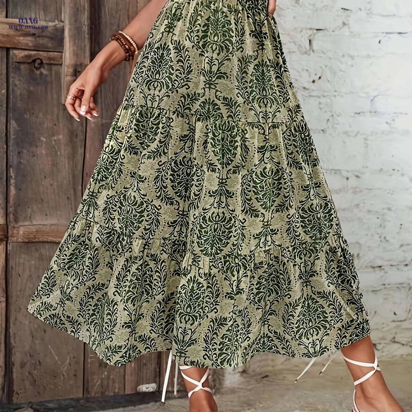 Women's Bohemian Floral A-Line Skirt - Lightweight & High-Rise Style   OAXG Peacock Blue / S