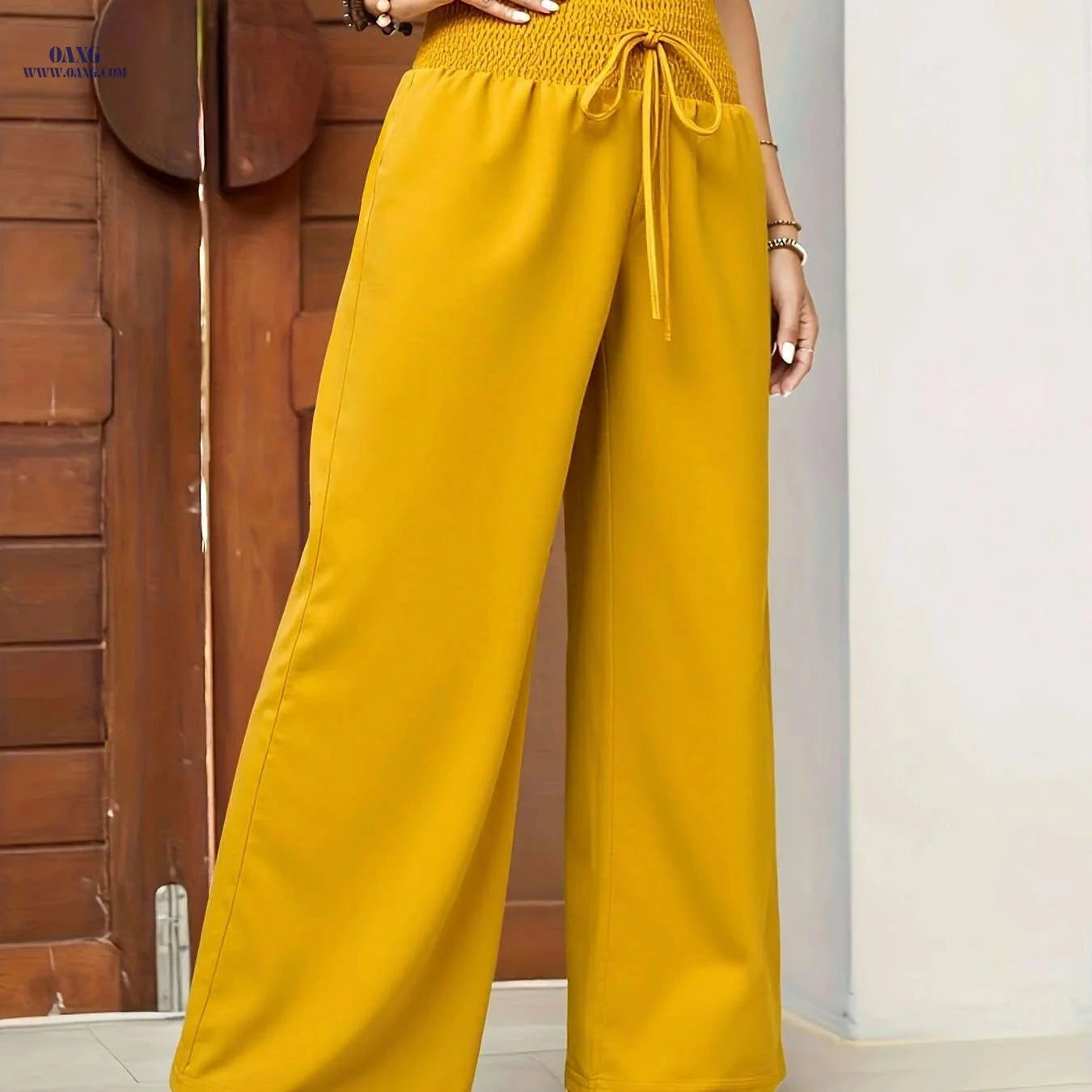 Women's Bohemian Tropical Pants - Lightweight Wide Leg Casual Trousers   OAXG Multicolor / S
