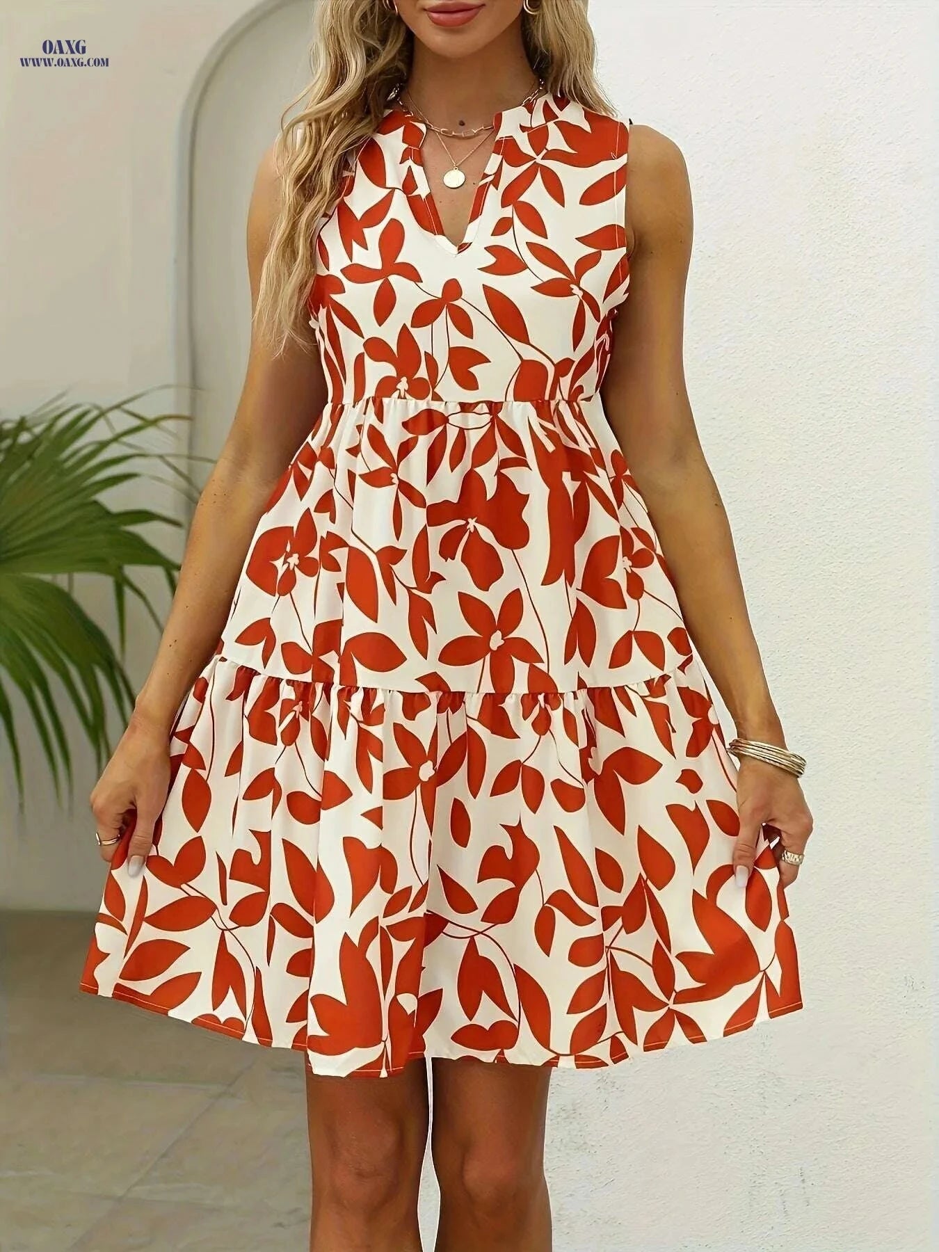 Women's Bohemian V-Neck A-Line Dress - Lightweight Summer Style   OAXG 